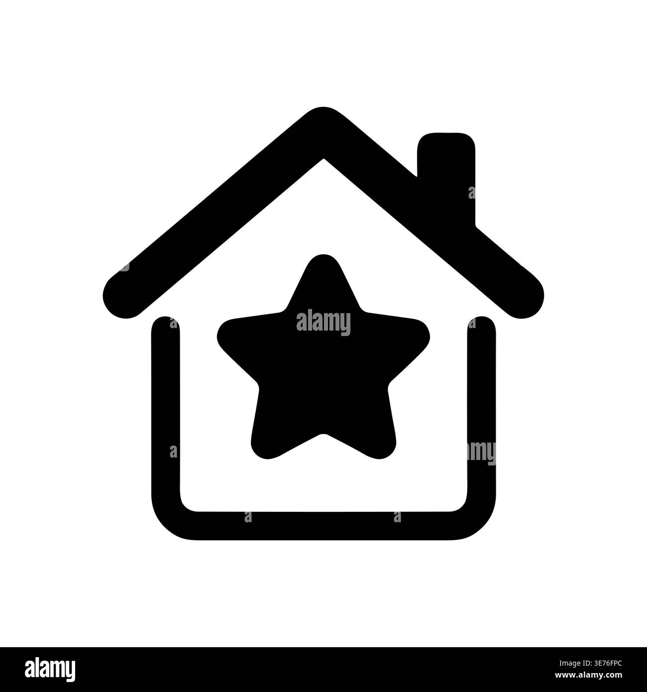 Favorite Home Icon, Star Inside House, Black Silhouette, Vector Stock Vector