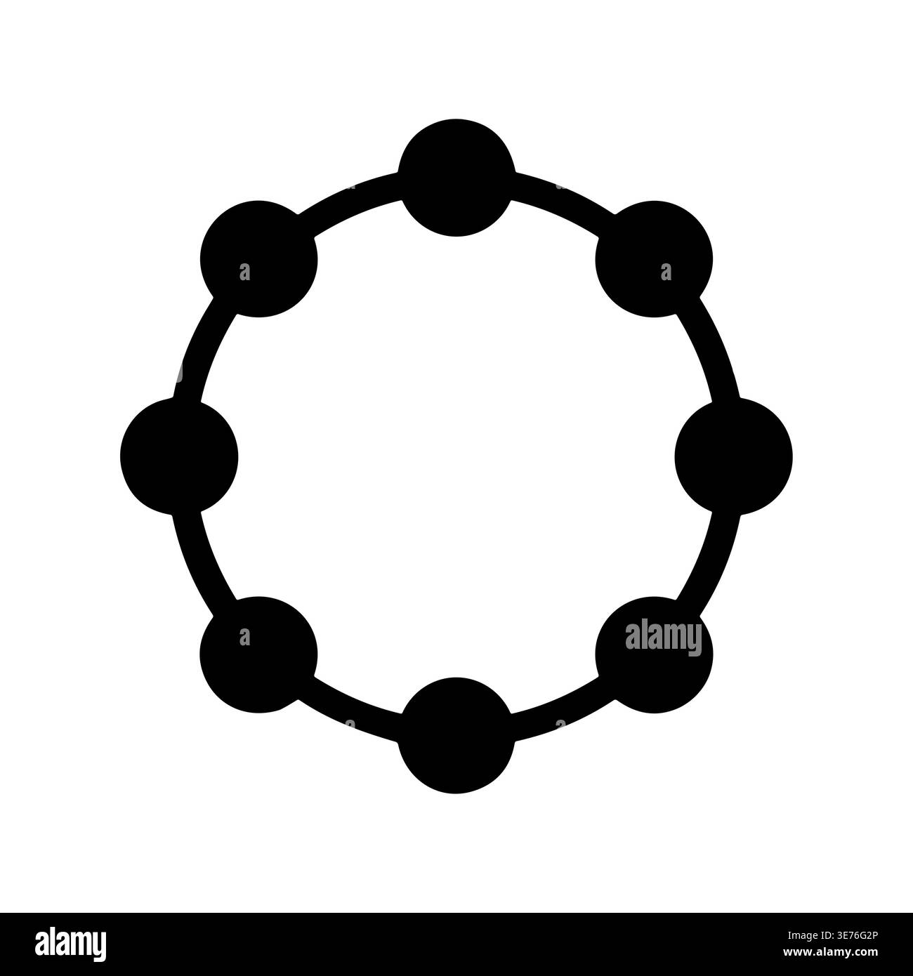 Simple flat vector graphic of a circle with connecting nodes Stock Vector