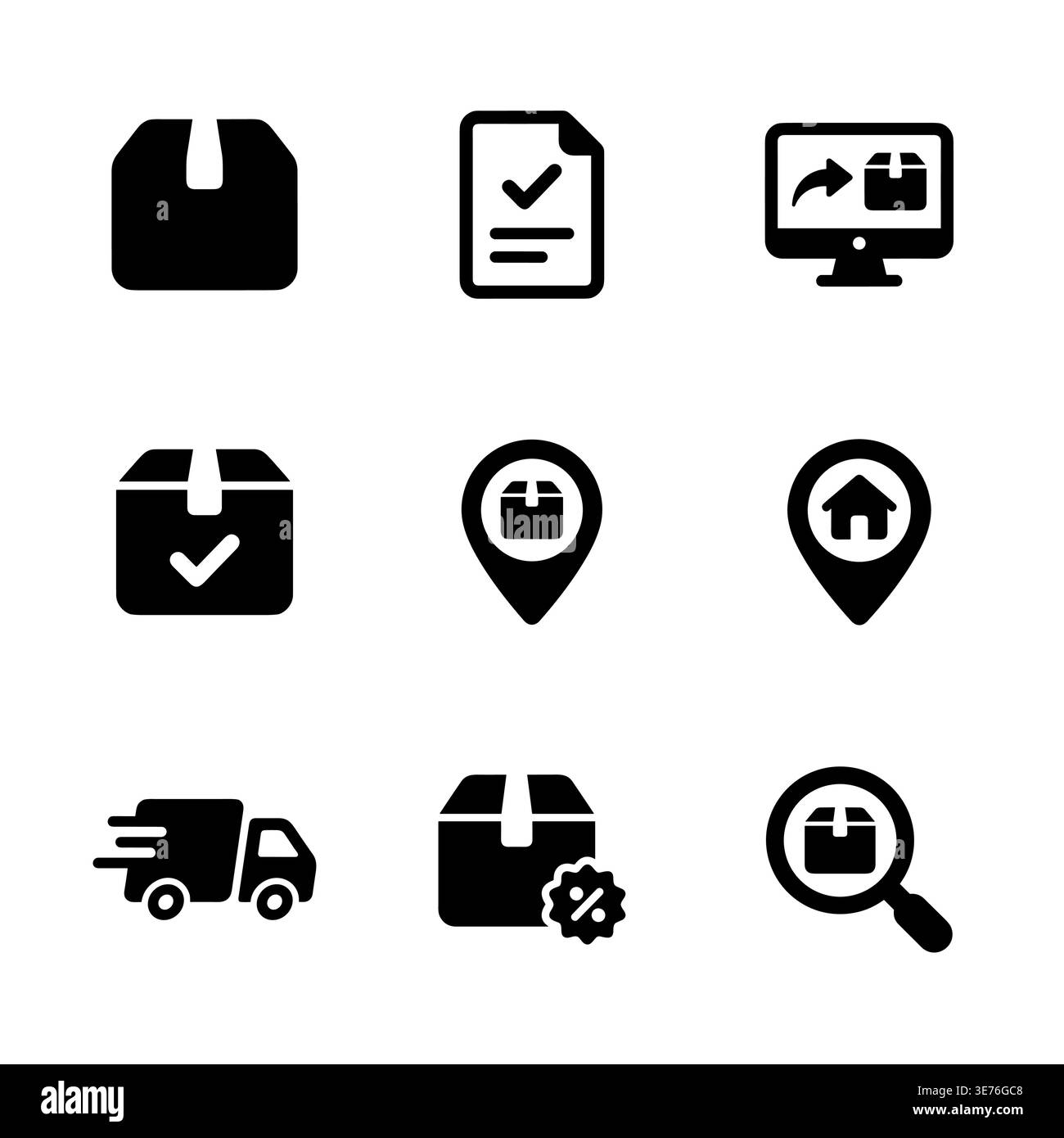 Delivery service vector icon set in glyph style Stock Vector