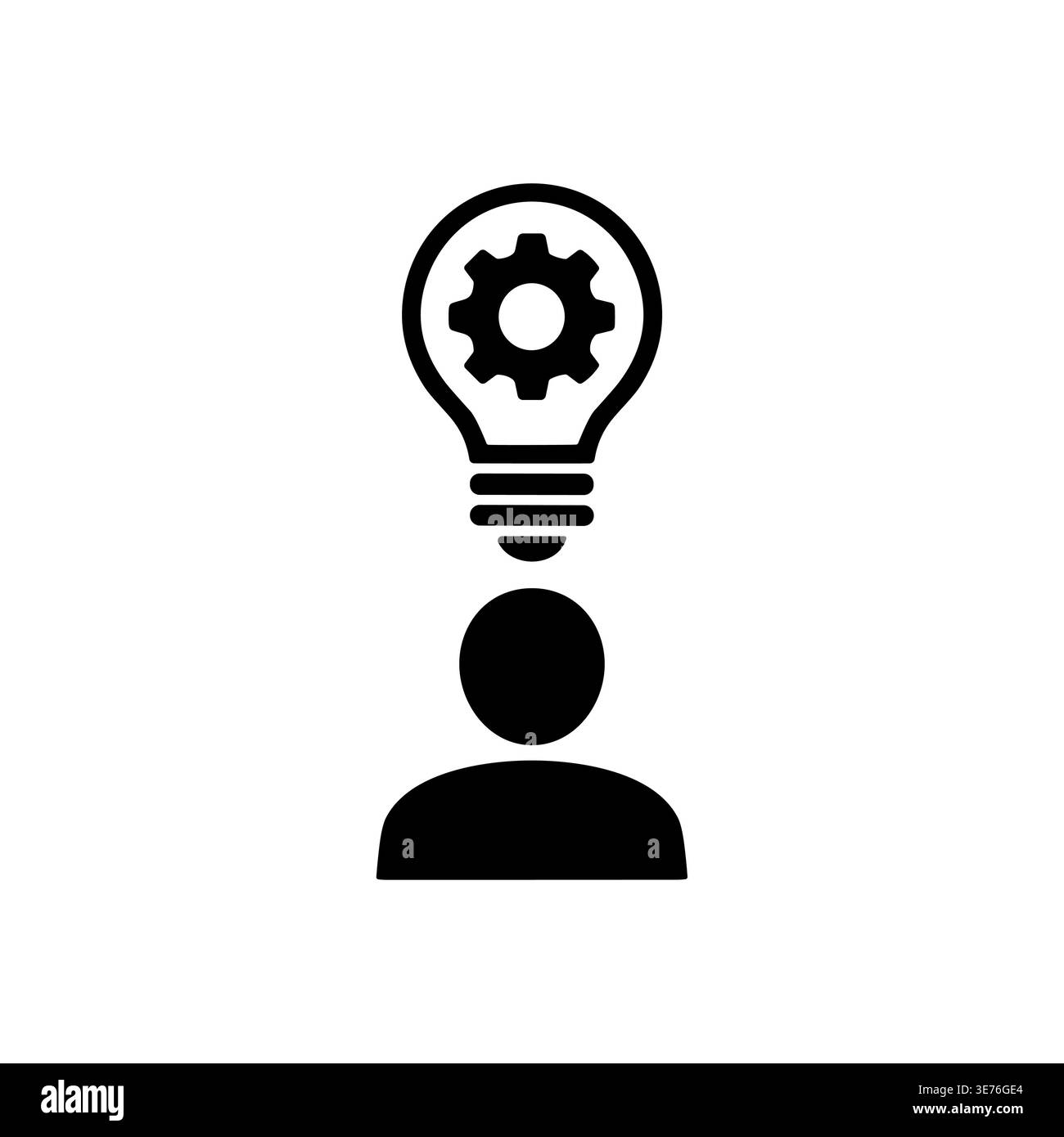 Creative idea generation, brainstorming concept with lightbulb and gear, flat vector Stock Vector