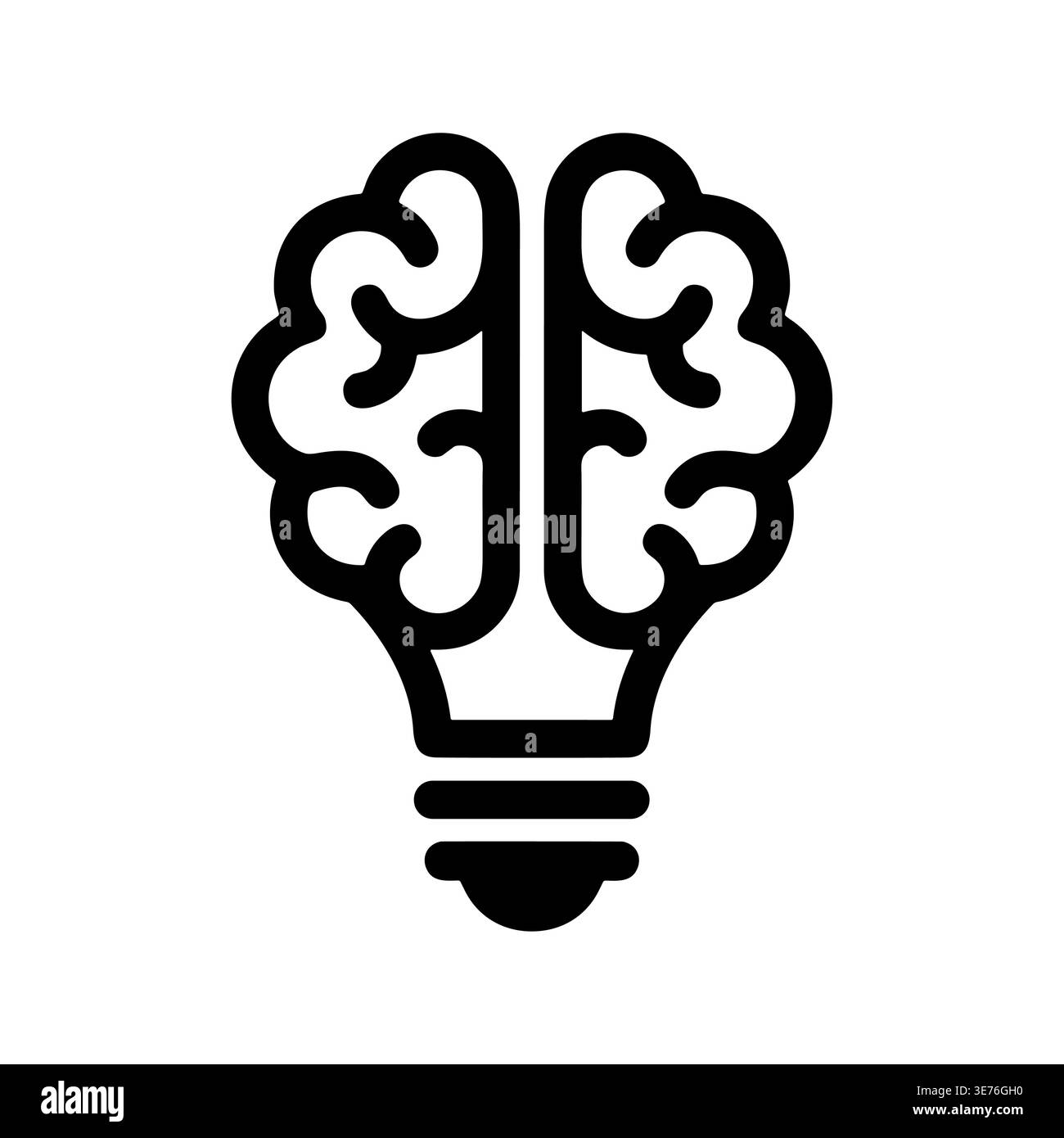 Creative idea concept brain combined with lightbulb line art style Stock Vector