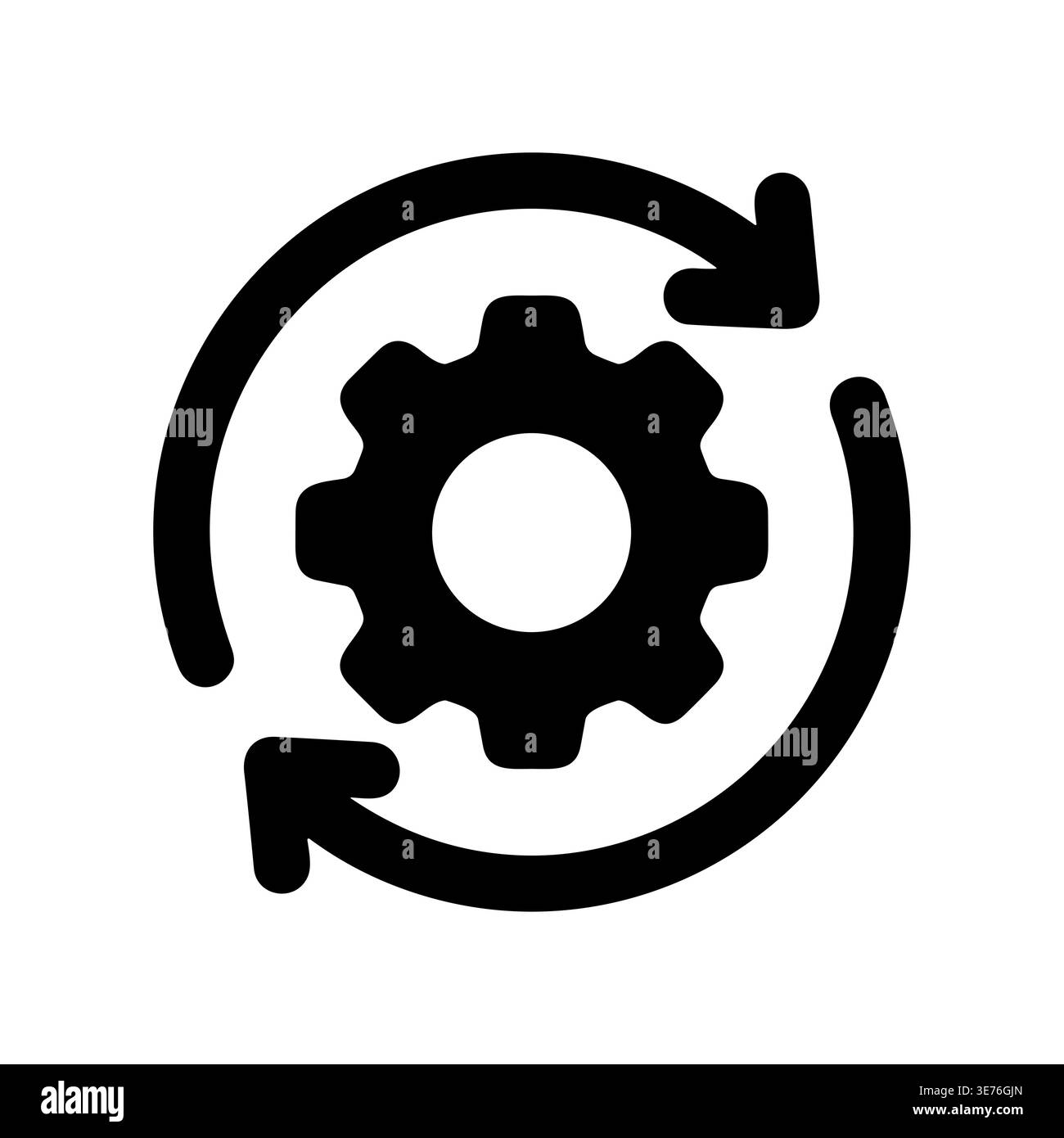 Black gear with circular arrows symbolizing process automation icon Stock Vector