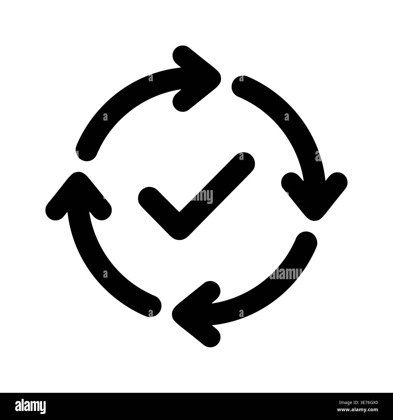 Circle Arrows with Check Mark Icon Represents Process Completion Stock Vector
