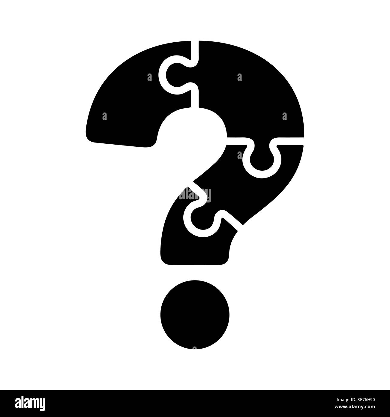 Question mark icon made of jigsaw puzzle pieces solid style Stock Vector