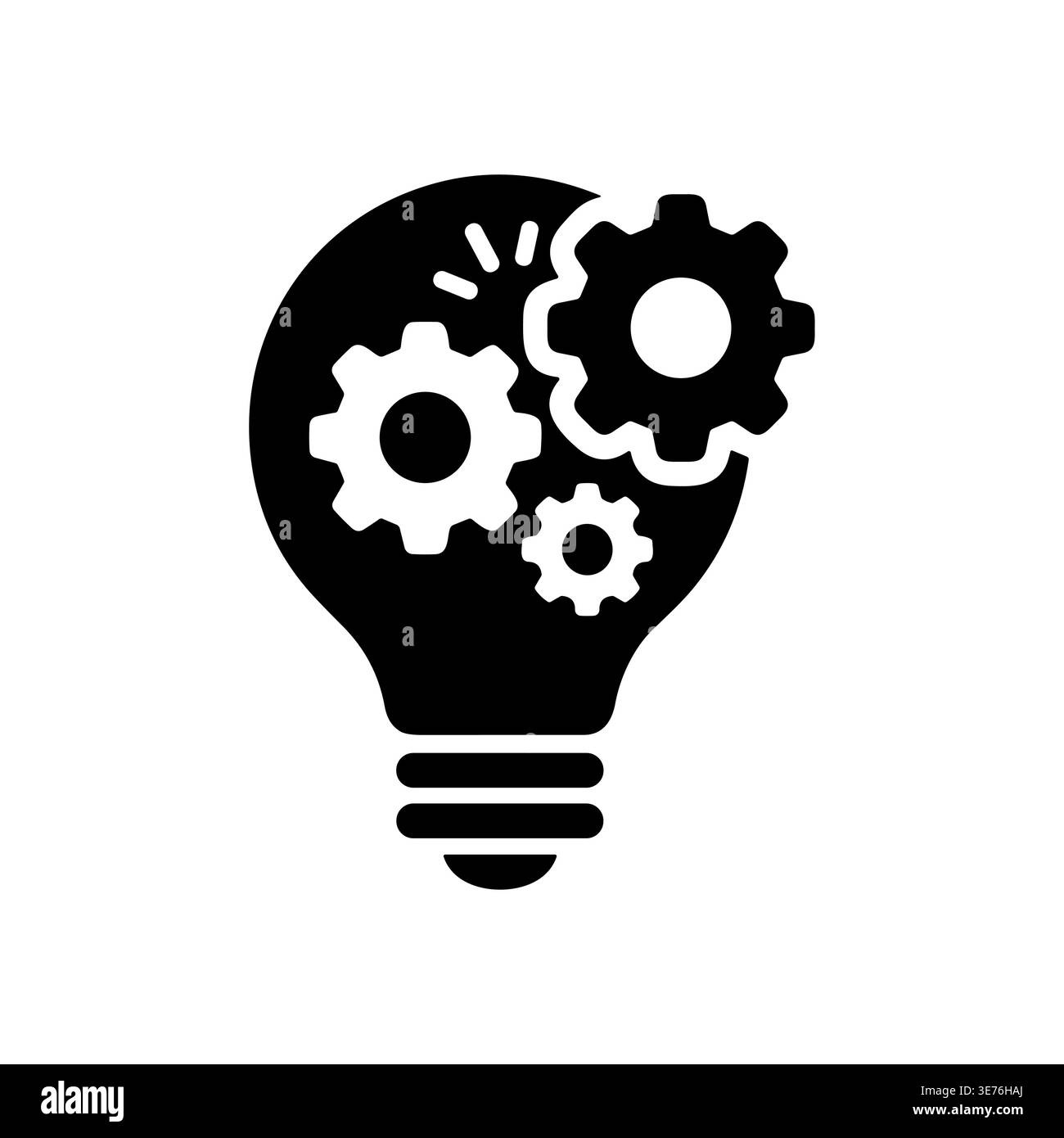 Lightbulb with gears icon representing idea generation and innovation Stock Vector