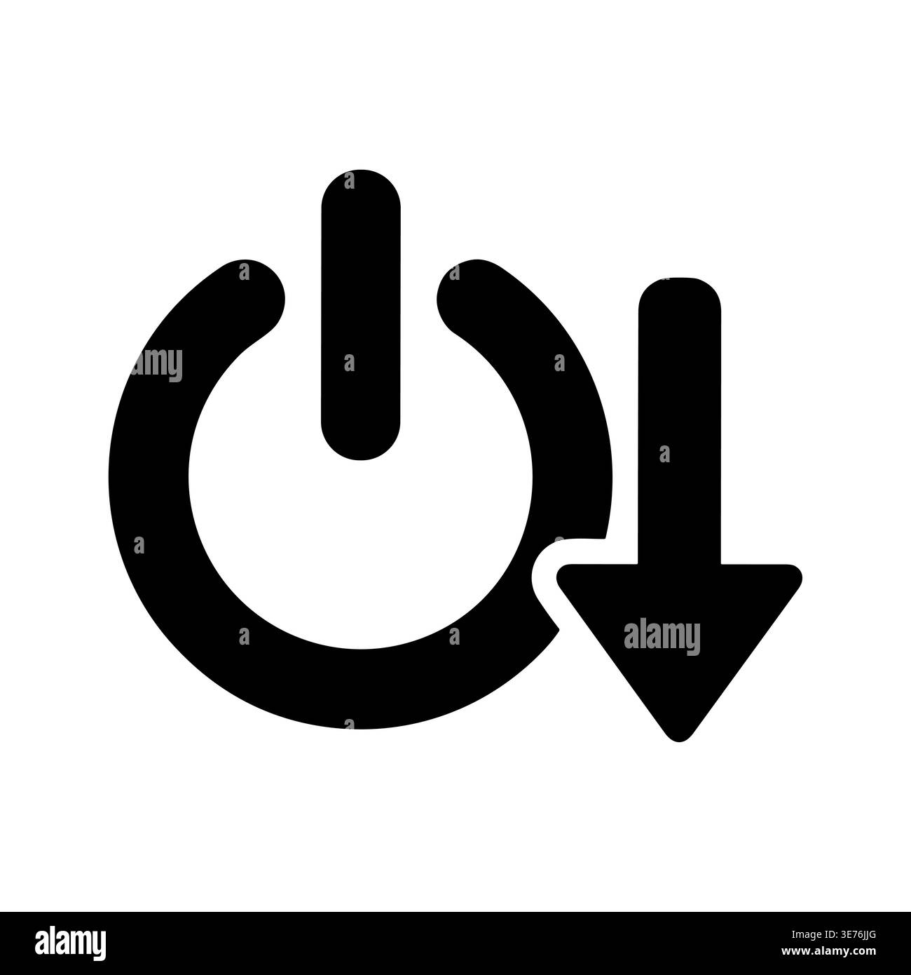 Shutdown icon with arrow down black and white vector Stock Vector