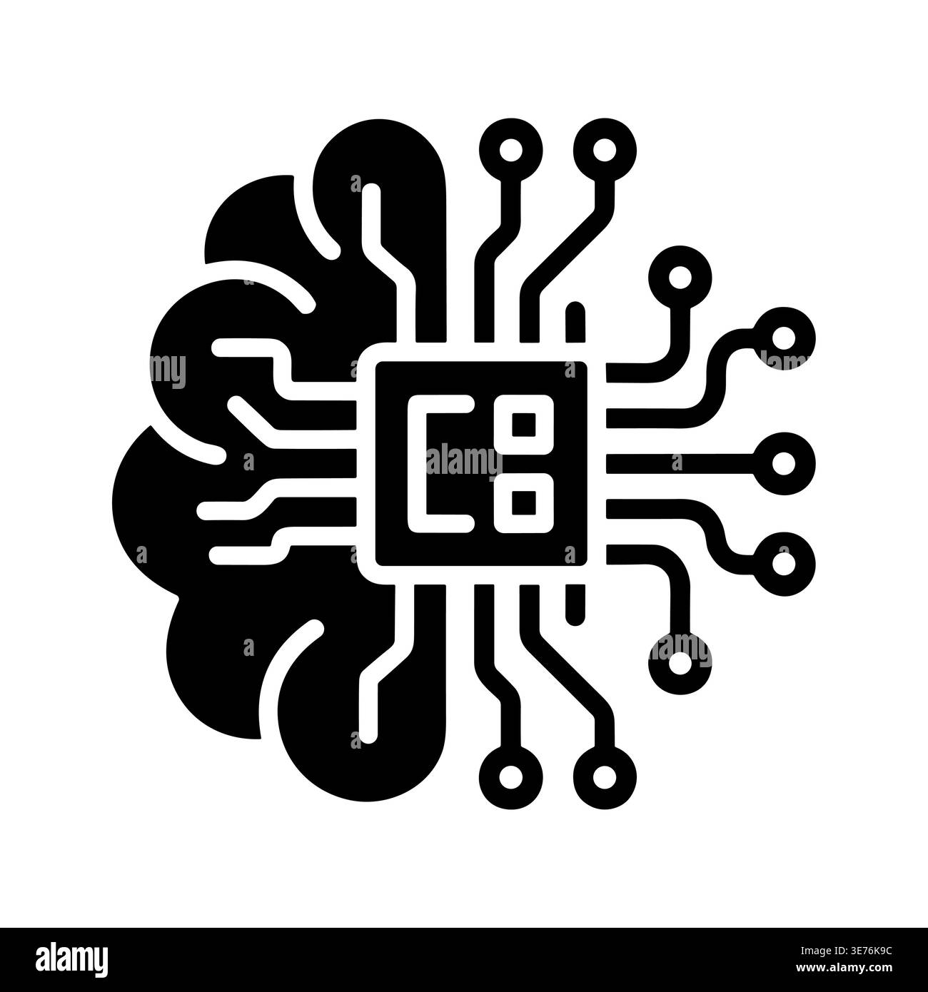 Artificial intelligence brain concept black glyph icon design Stock Vector