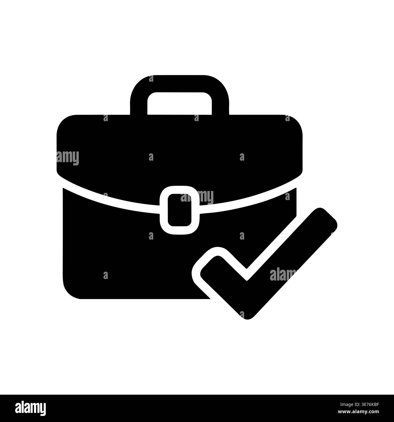 Briefcase with check mark icon, solid style, job done Stock Vector