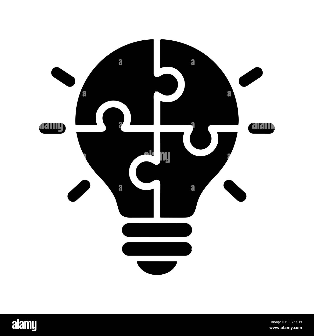 Lightbulb puzzle pieces icon symbolizing solution and creative thinking Stock Vector