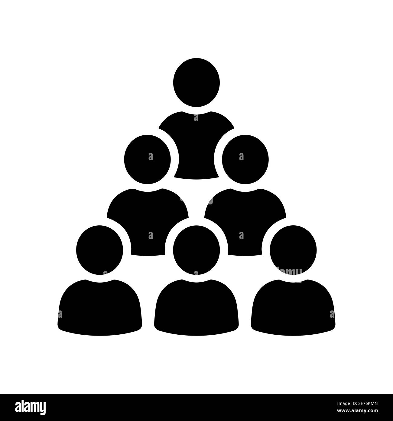 Teamwork pyramid icon representing hierarchy and collaboration, solid black Stock Vector