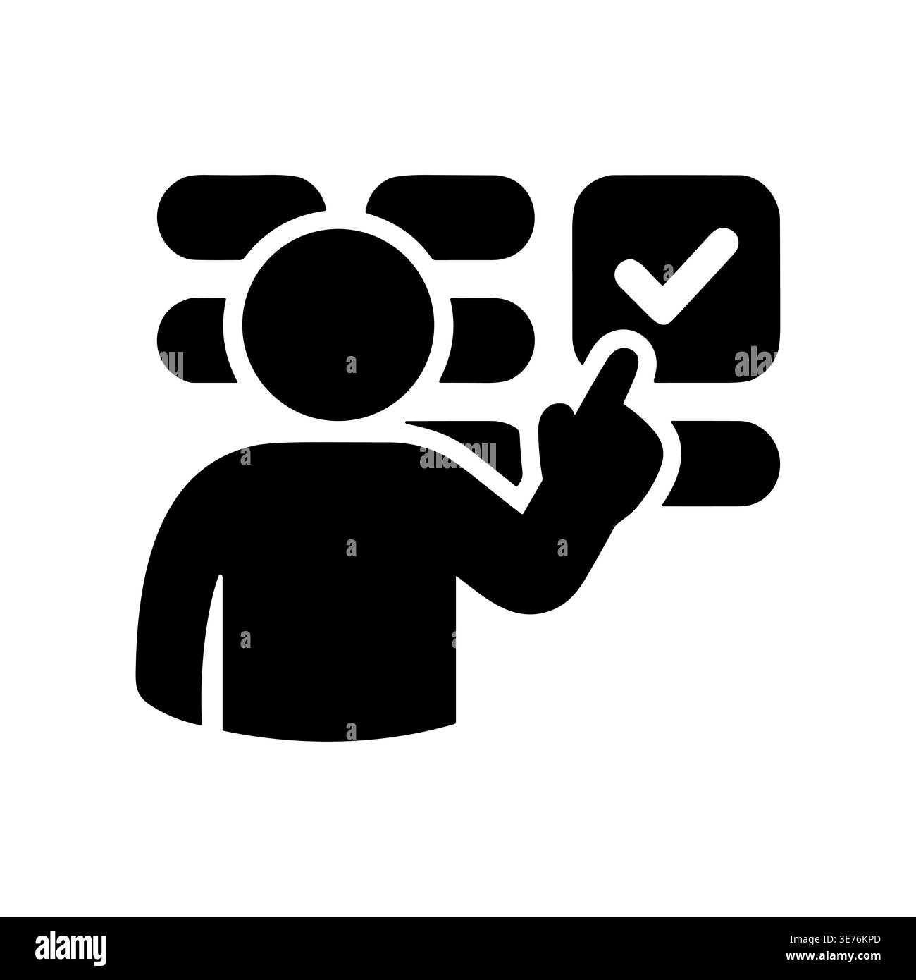 Person making a choice or selection, black glyph icon Stock Vector