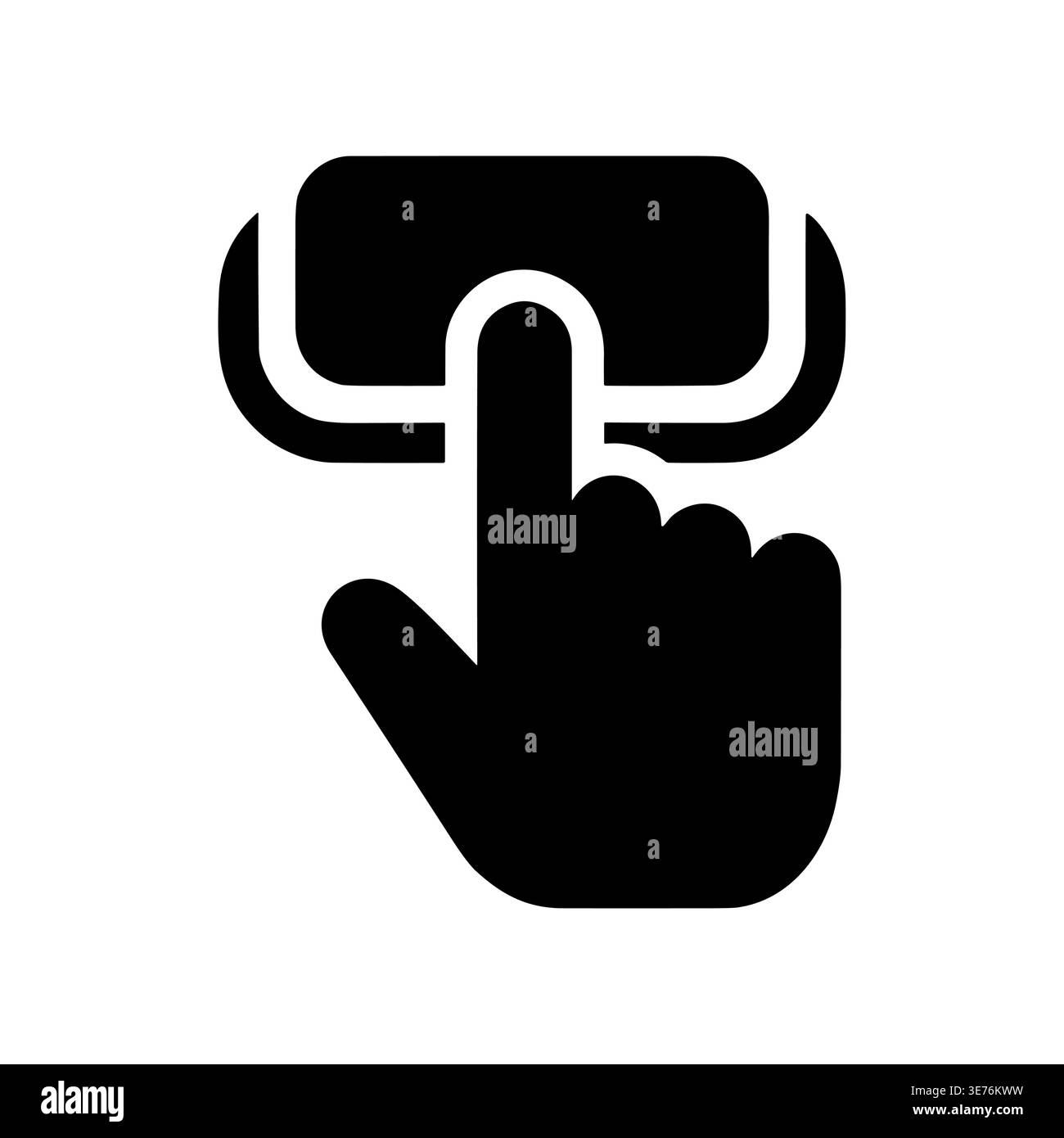 Hand pressing button black glyph icon vector illustration Stock Vector