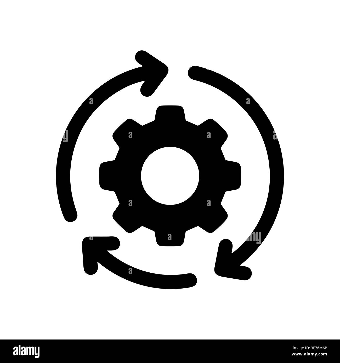 Gear icon with rotating arrows, process automation flat vector Stock Vector