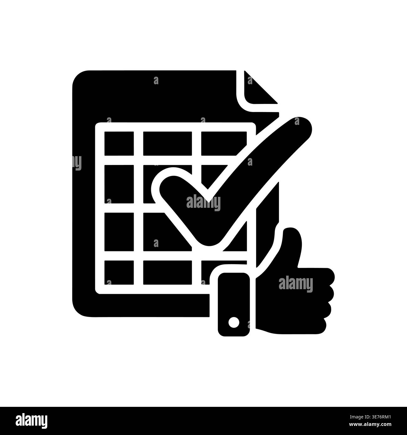 Spreadsheet Document with Check Mark and Thumbs Up Icon Stock Vector