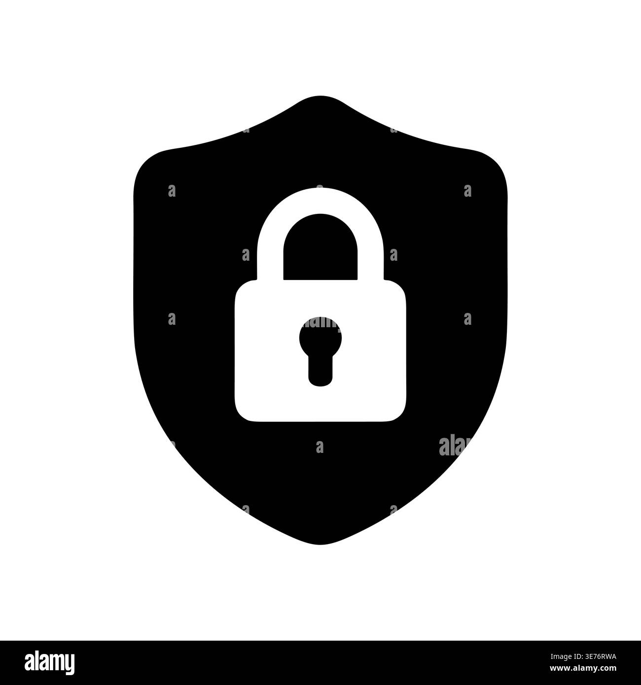 Shield with Padlock Icon Symbolizing Security and Protection Simple Design Stock Vector