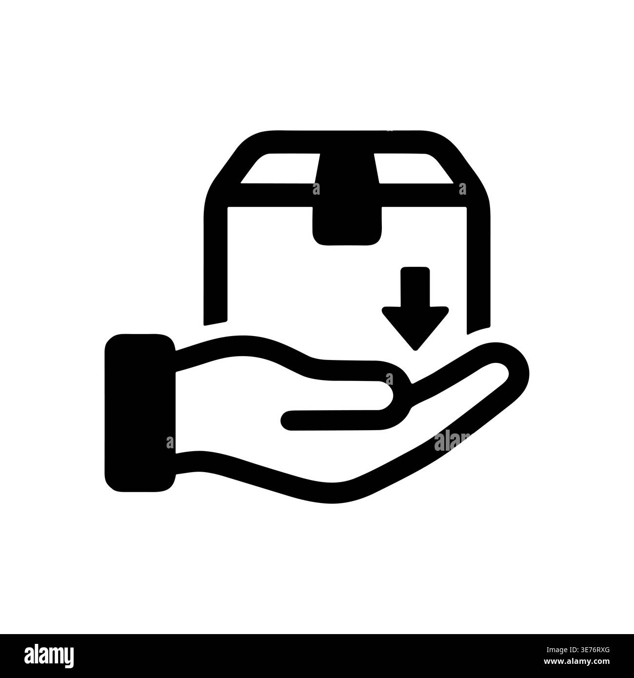 Hand holding a delivery box icon glyph style vector Stock Vector