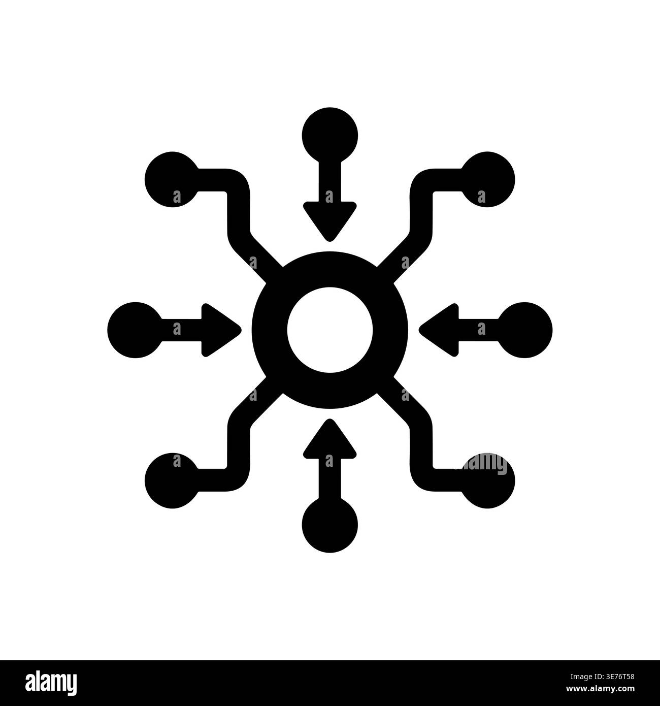 Centralized Network Connection Icon Illustration in Minimalist Style Stock Vector