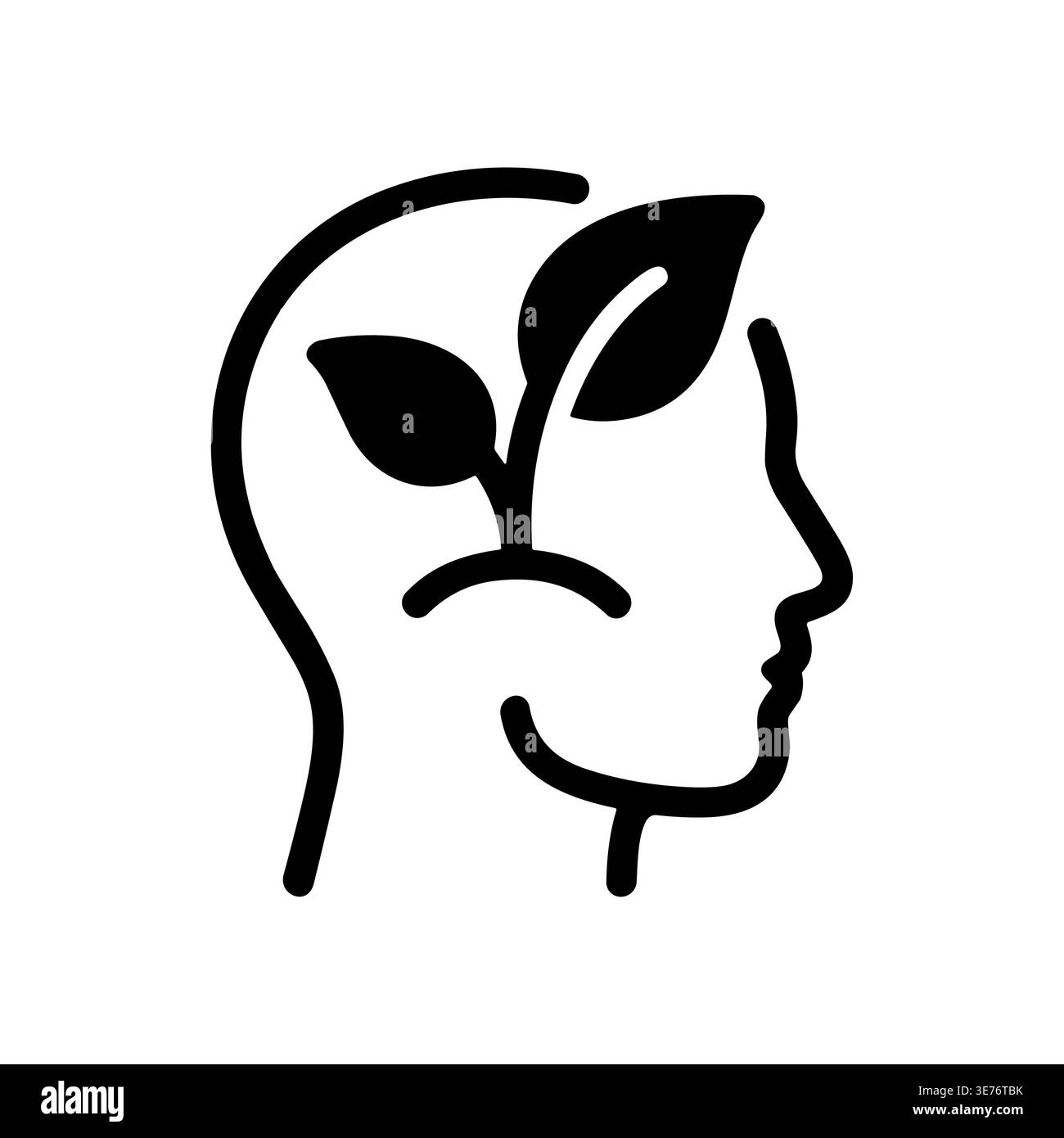 Human head outline with plant growing from the brain icon Stock Vector ...