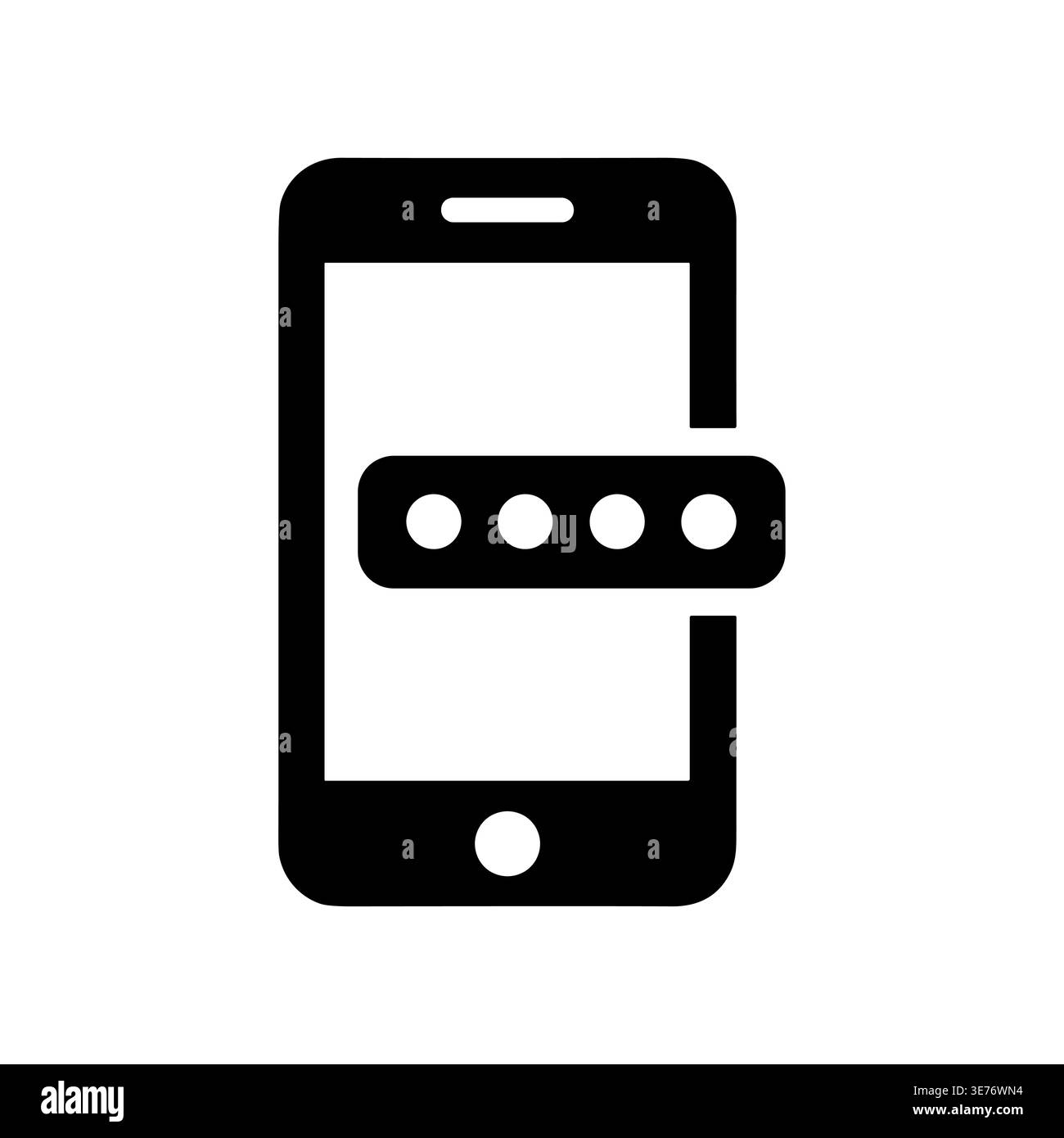 Smartphone with Security Code Glyph Icon for Mobile Protection Stock Vector