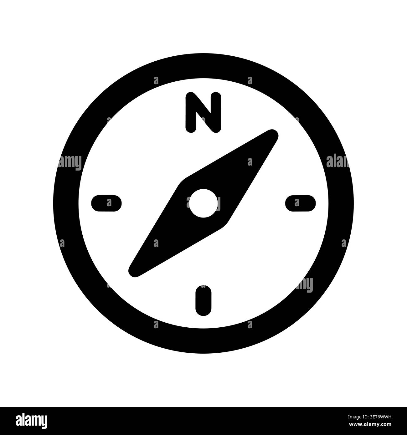 Simple compass icon pointing north in black and white style Stock ...