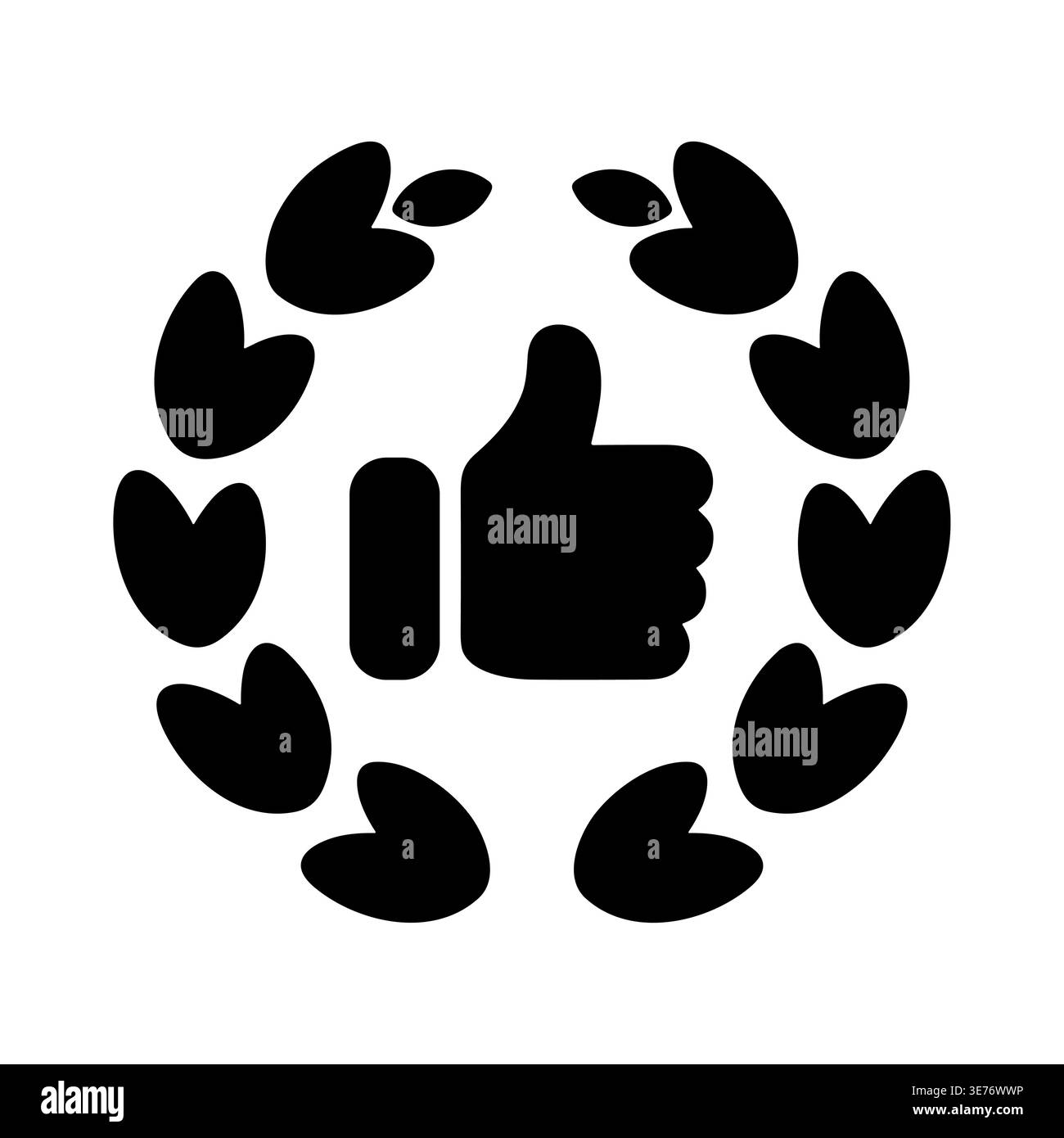 Thumb up icon inside laurel wreath, isolated vector illustration Stock Vector