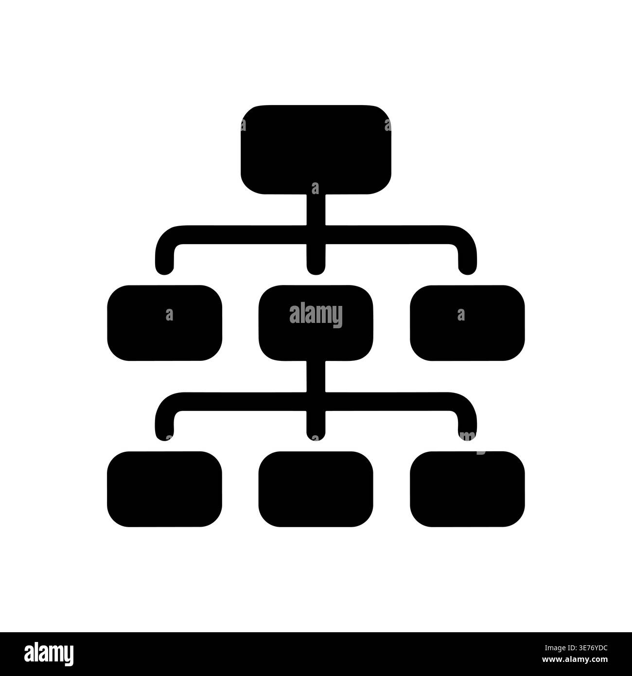 Black Hierarchical Structure Diagram on White Background, Vector ...