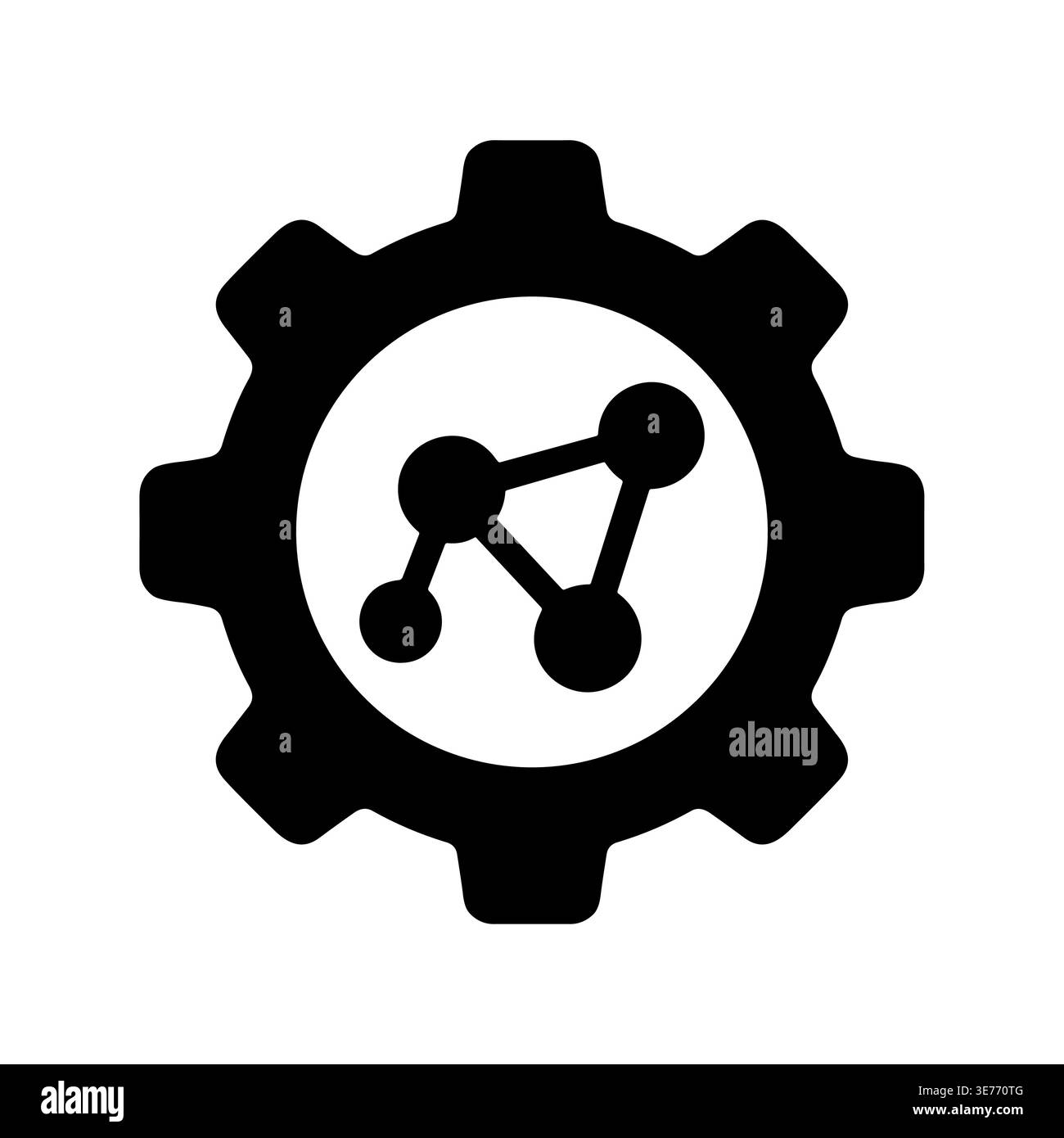 Black gear with molecule inside, vector icon, simple design Stock Vector