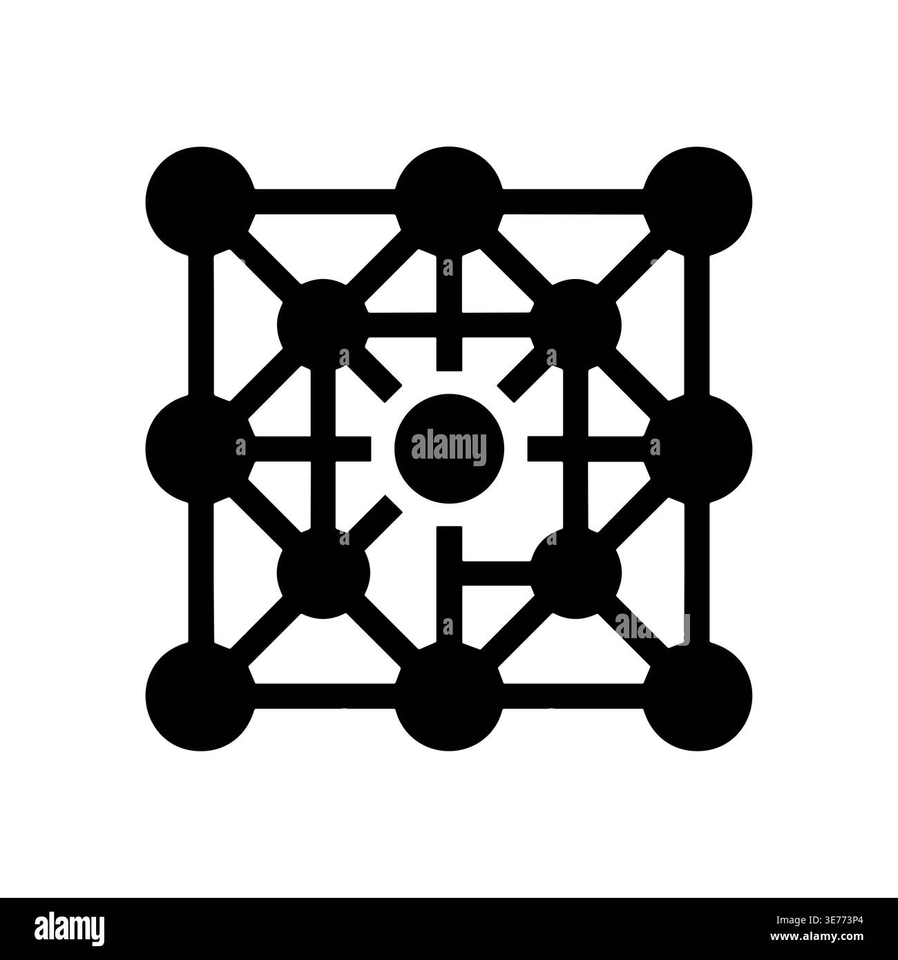 Black and white connection network icon, data structure symbol Stock Vector