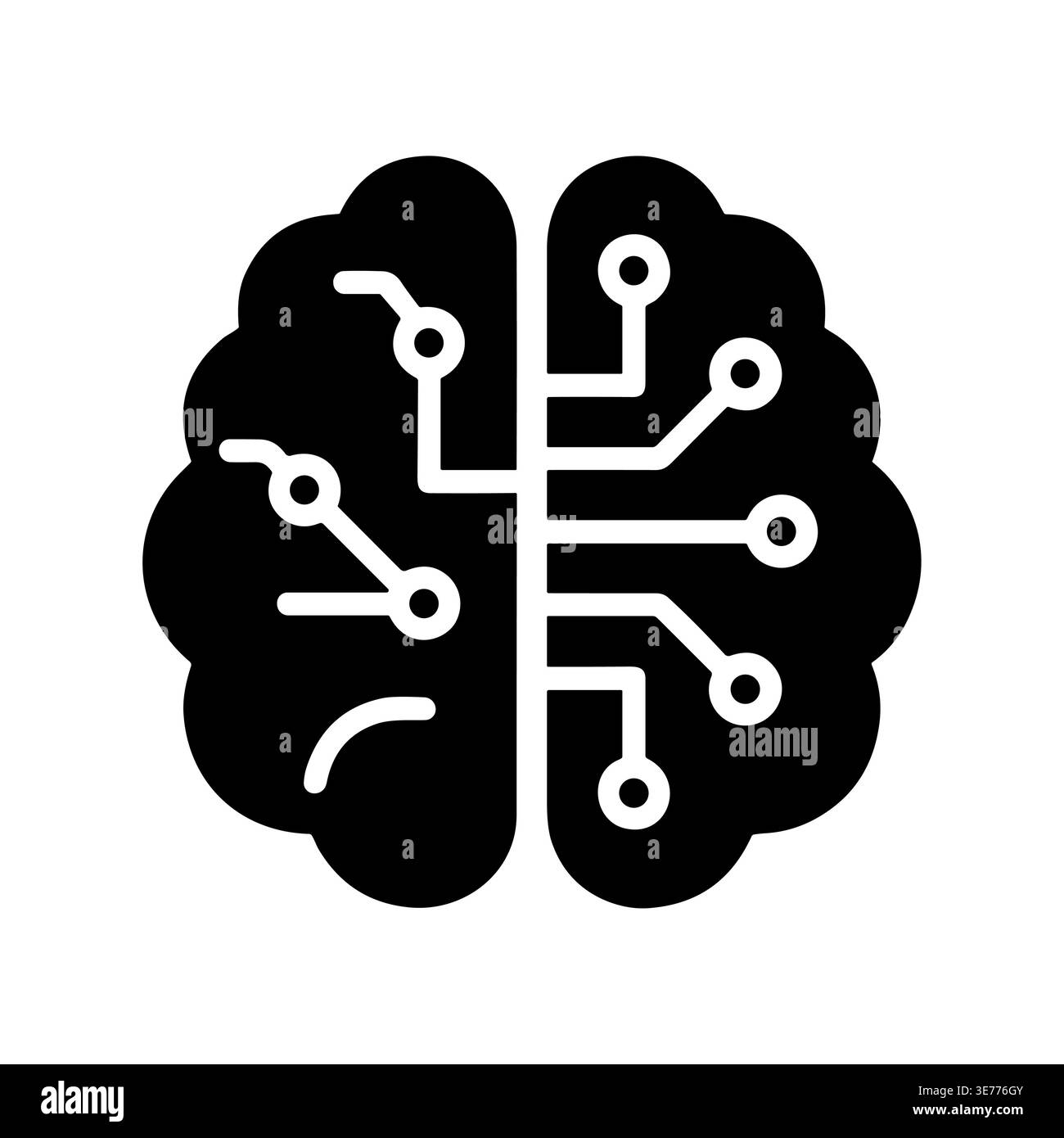 Artificial intelligence brain icon, digital mind glyph design Stock Vector