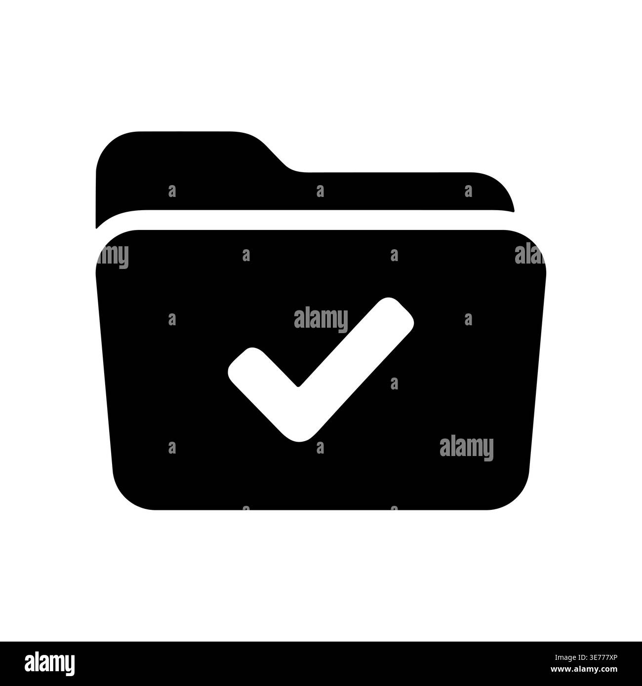 Black folder icon with white checkmark, simple style Stock Vector
