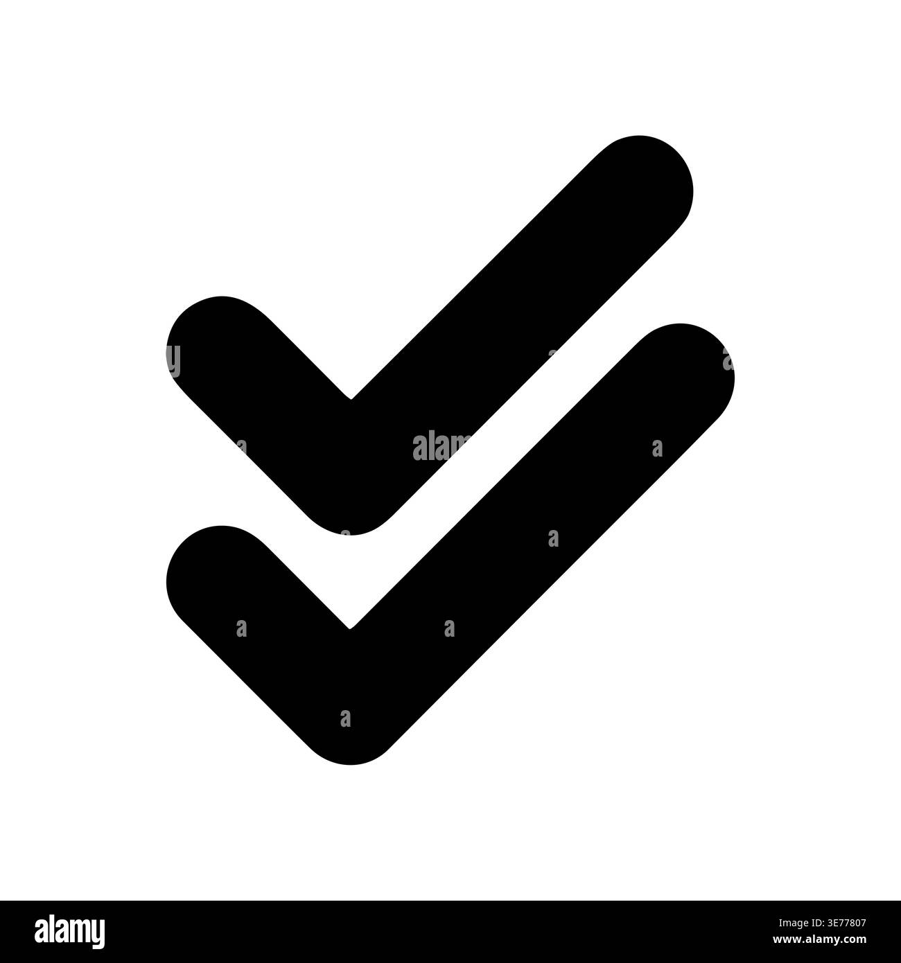 Double check mark icon, black glyph on white background Stock Vector