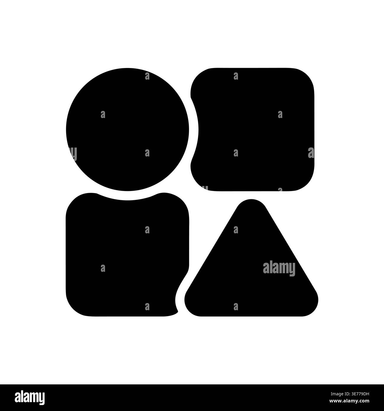 Simple geometric shapes logo design: circle, square, rounded square, triangle Stock Vector