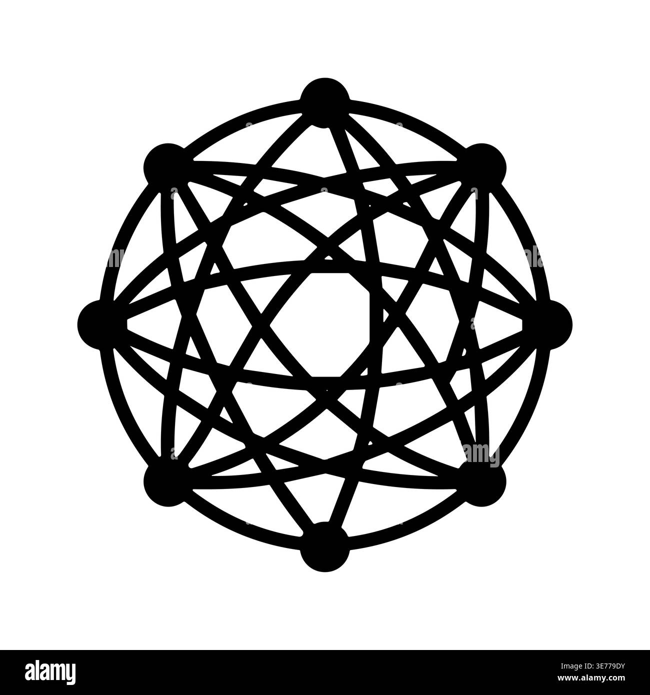 Abstract geometric network with interconnected nodes, vector illustration, black lines Stock Vector