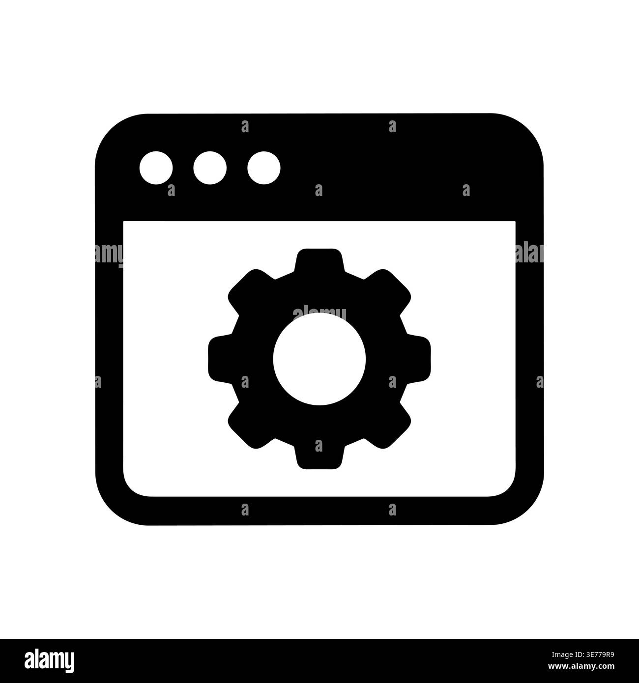 Browser window with gear icon for settings and preferences Stock Vector ...