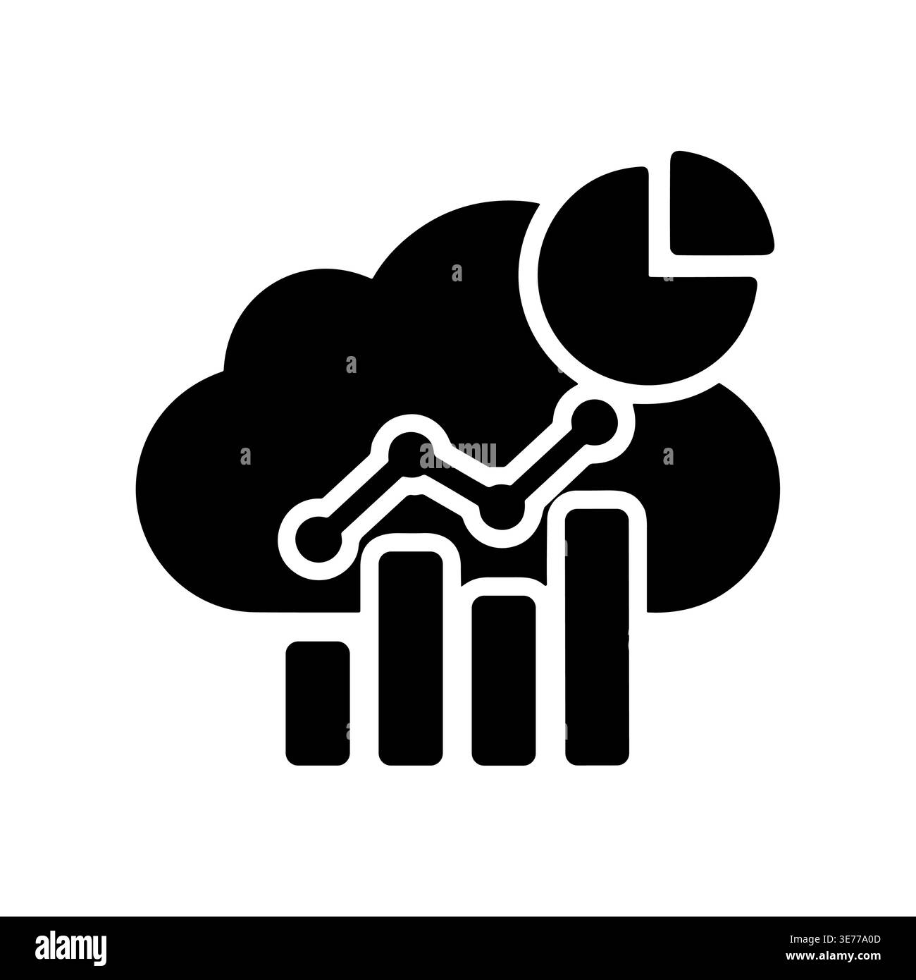 Cloud data analytics and business intelligence solid vector icon Stock Vector