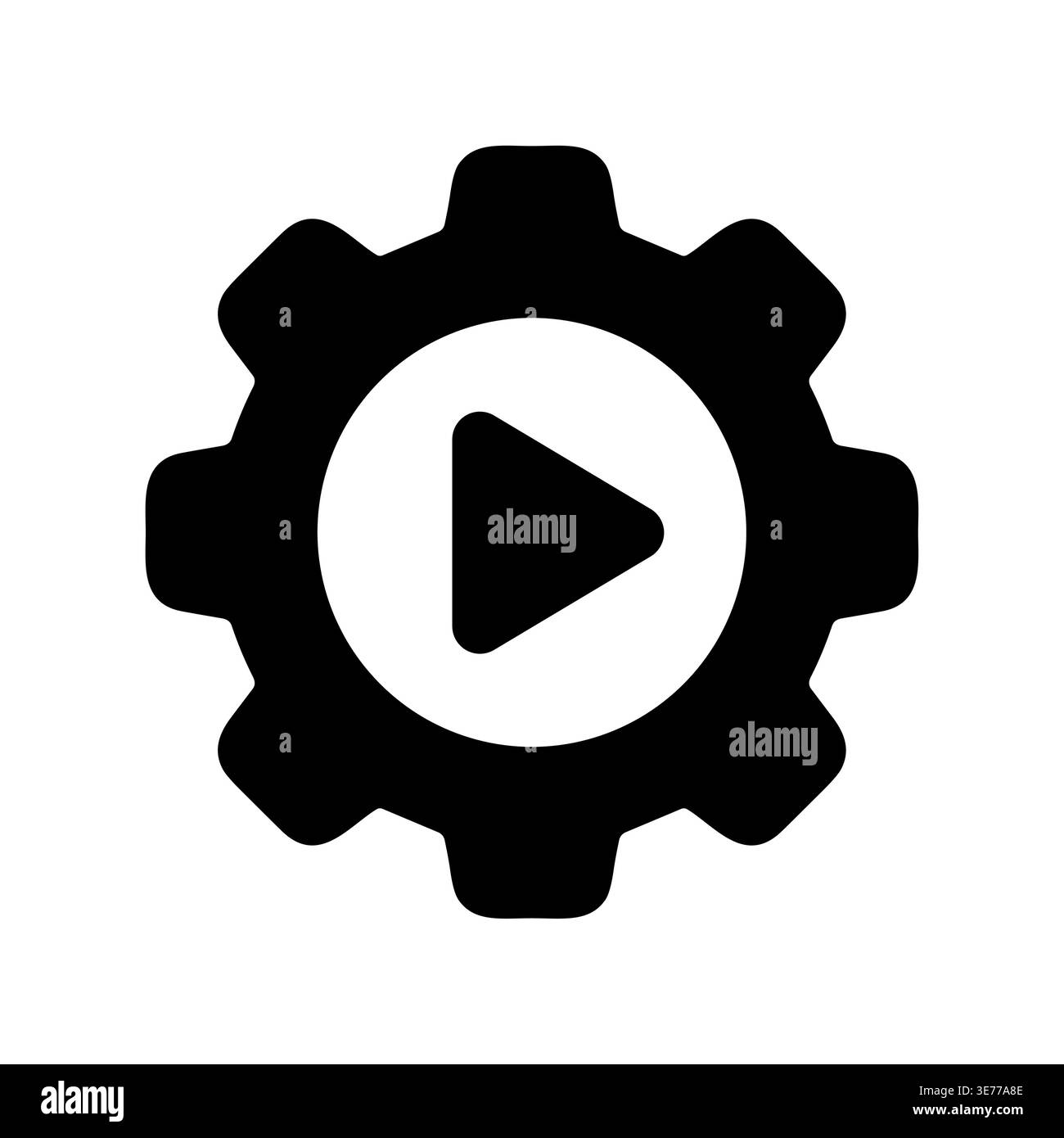 Gear with play button solid icon, multimedia settings concept Stock Vector