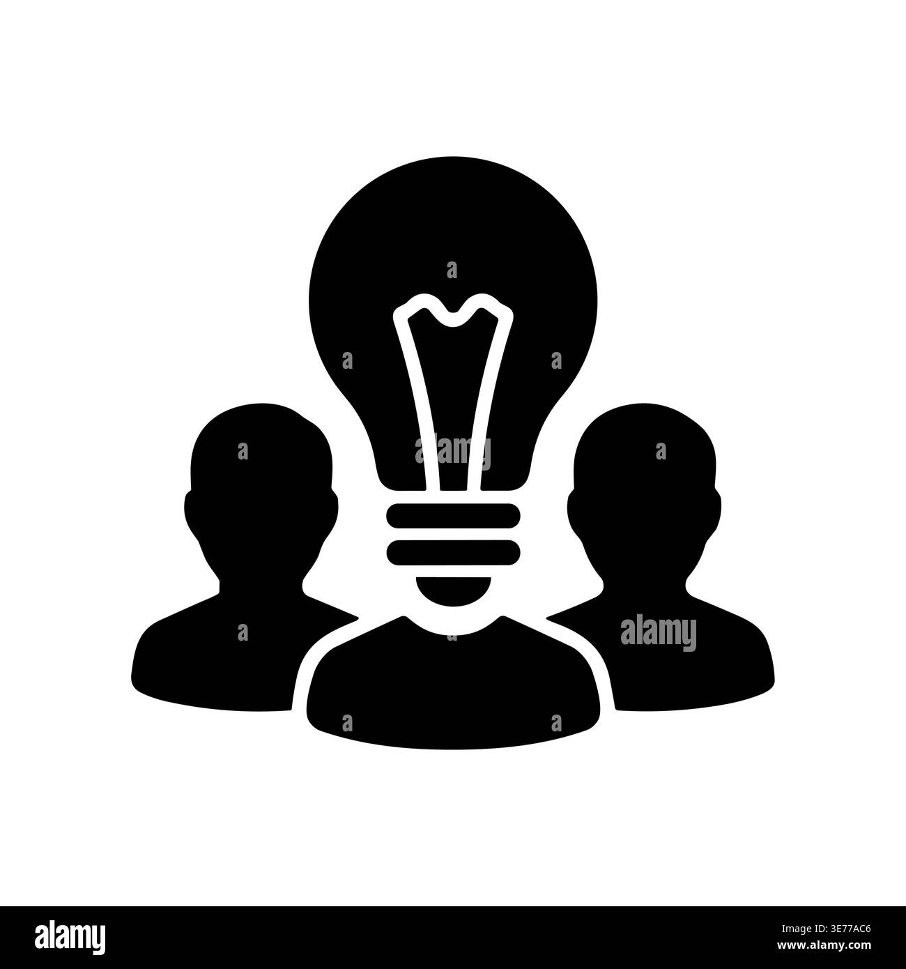 Creative teamwork idea generation black and white glyph icon Stock Vector