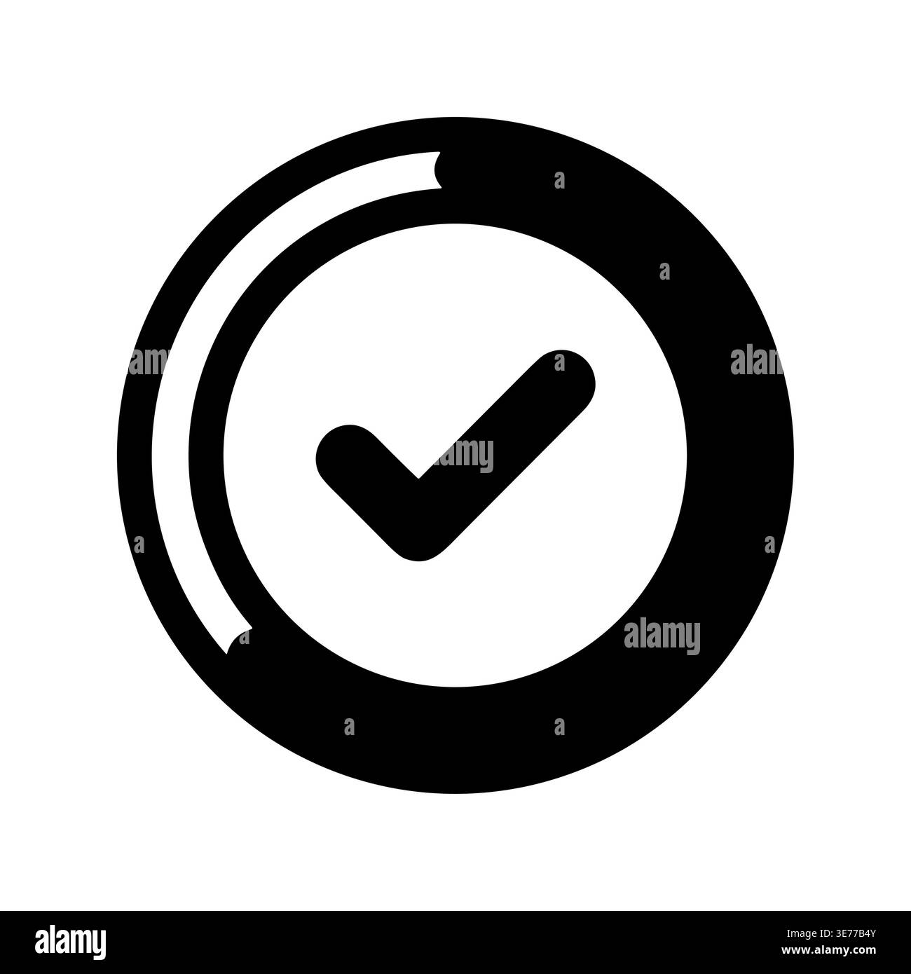 Black check mark icon inside circular shape vector illustration Stock Vector