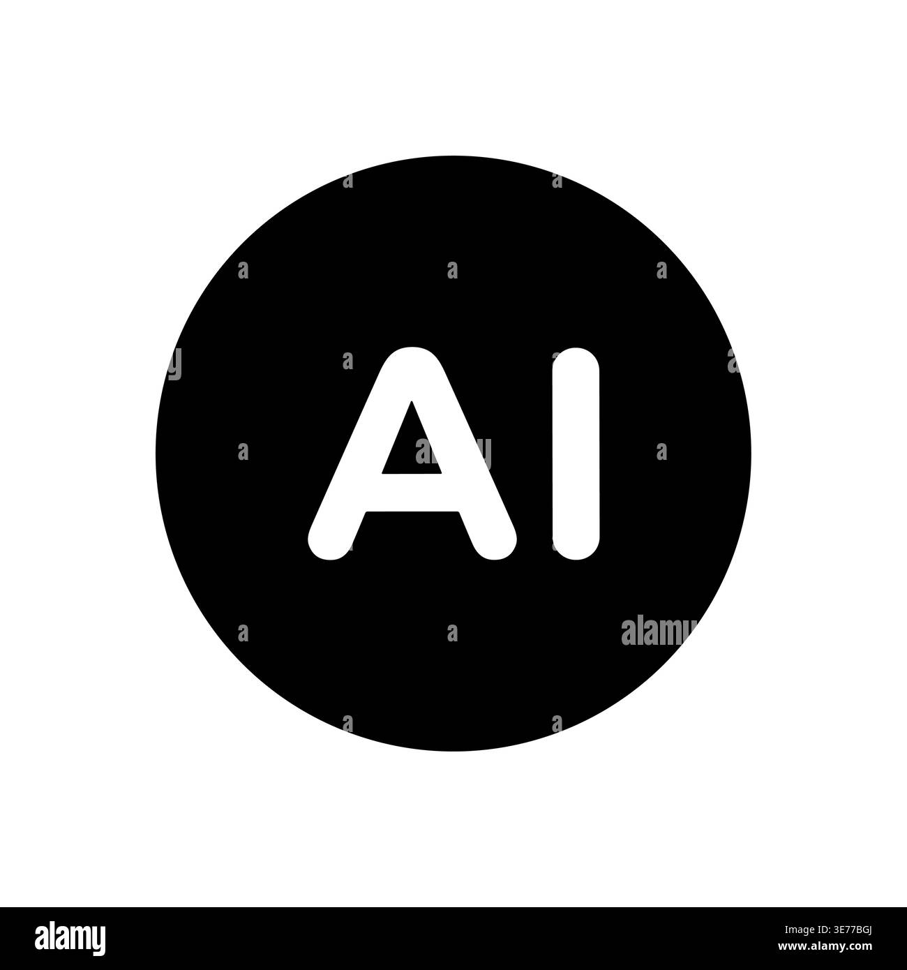 Black and white AI symbol in rounded button design Stock Vector