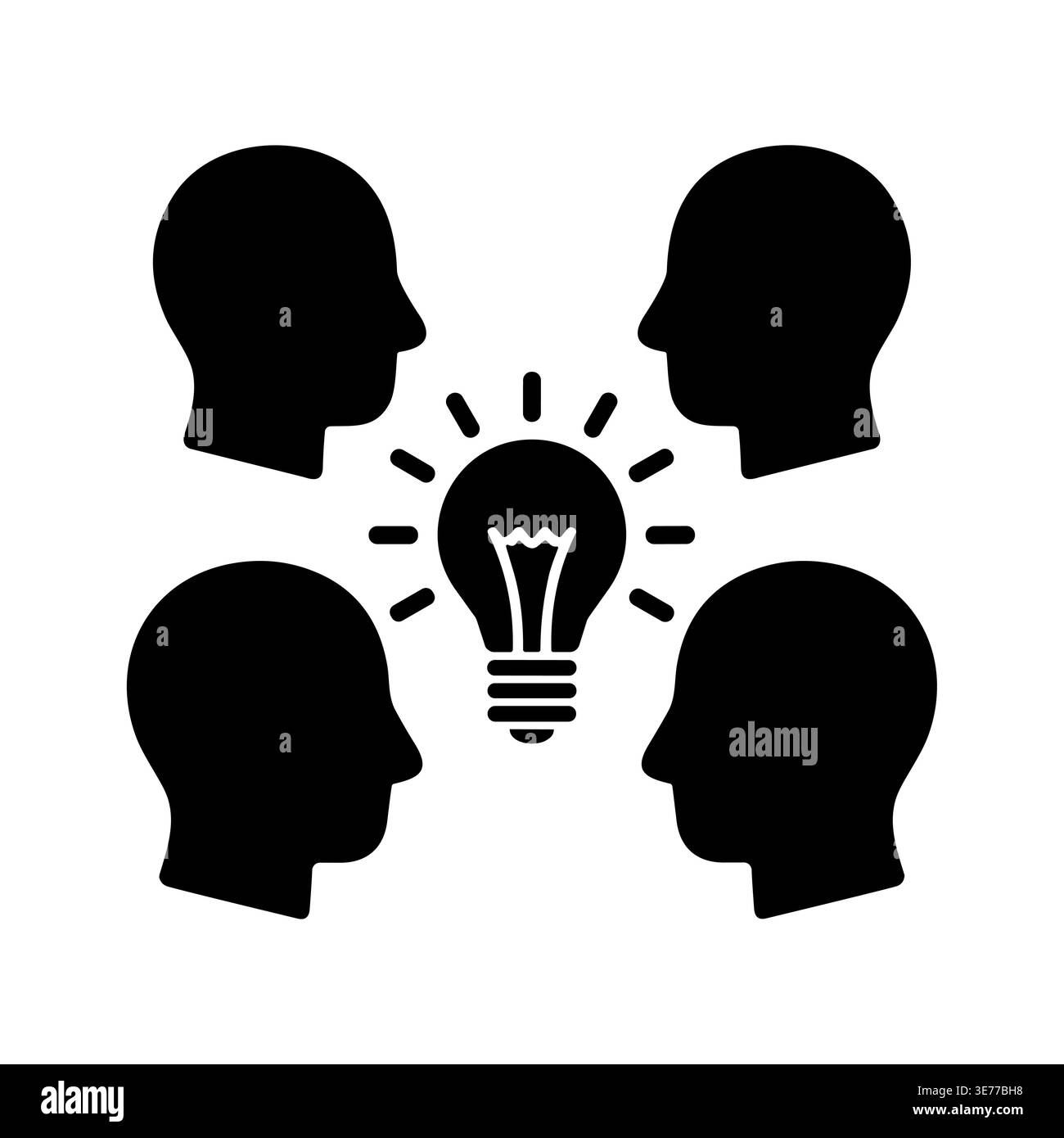 Brainstorming session with lightbulb symbol, collaboration, and creative thinking Stock Vector