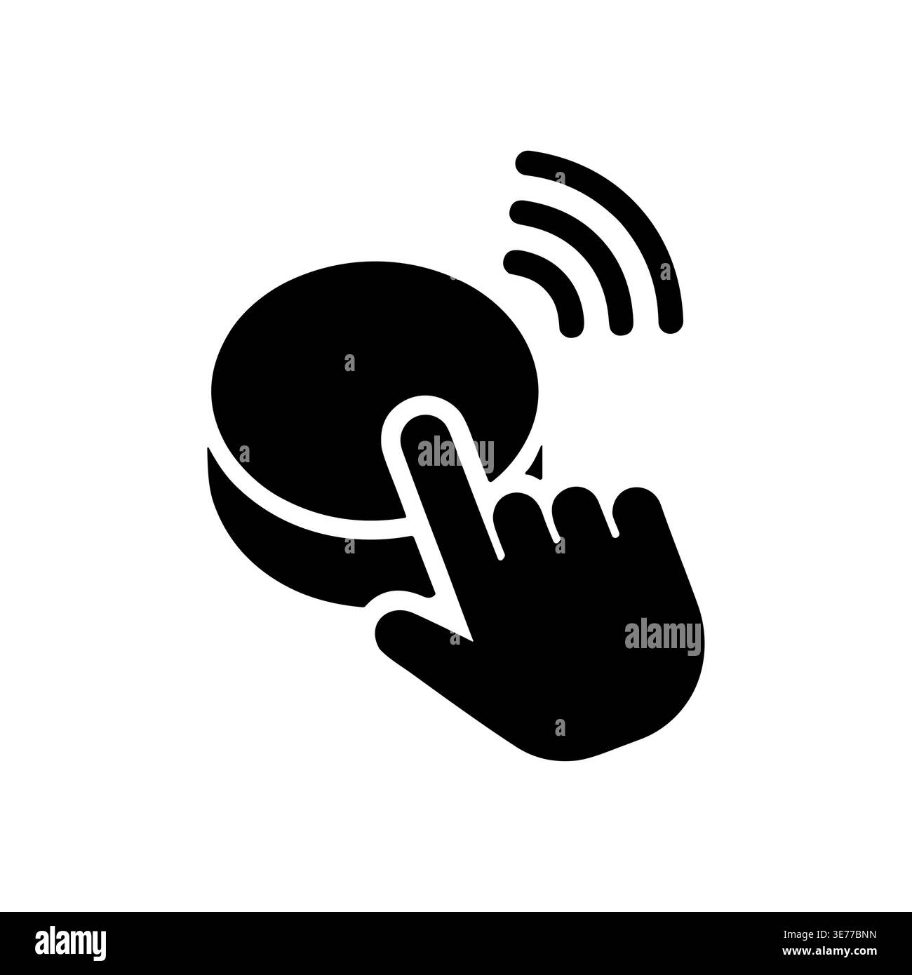 Hand pressing a button or ringing a doorbell icon glyph Stock Vector