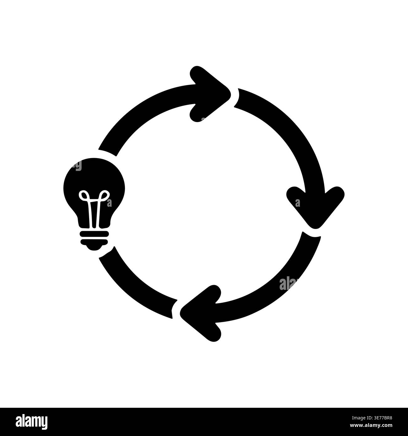 Idea generation cycle icon with light bulb and arrows Stock Vector