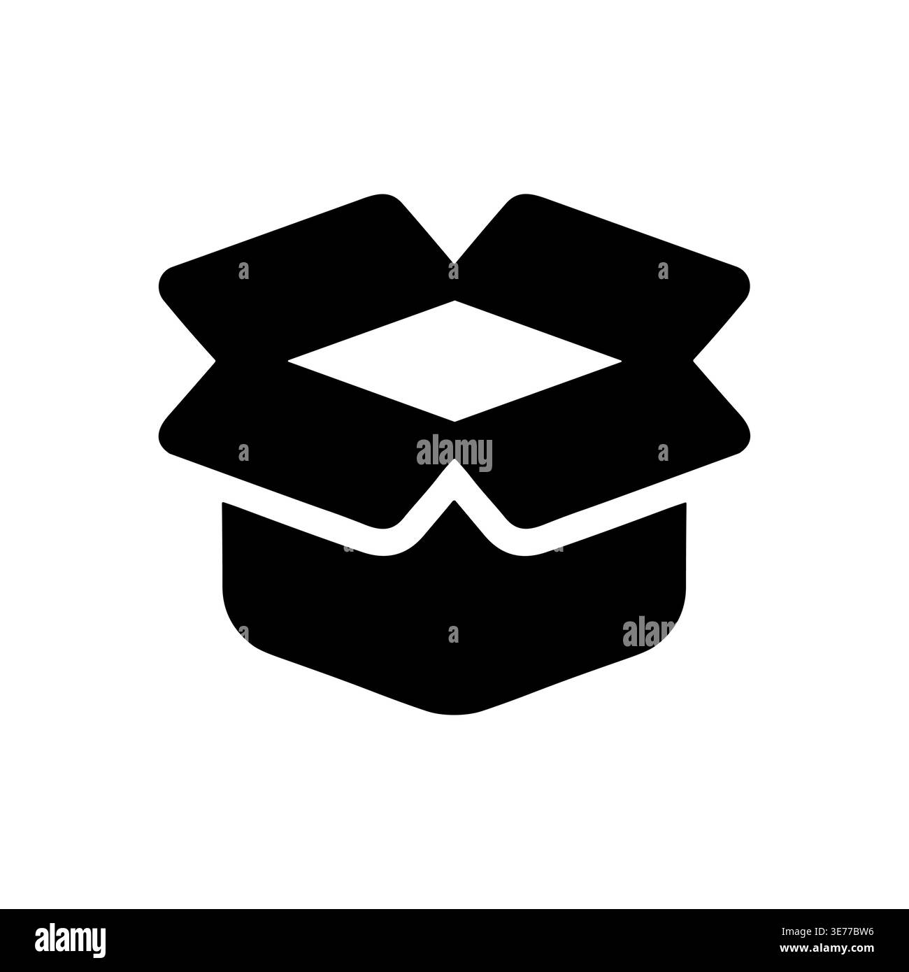 Simple black open box vector icon isolated on white background Stock Vector
