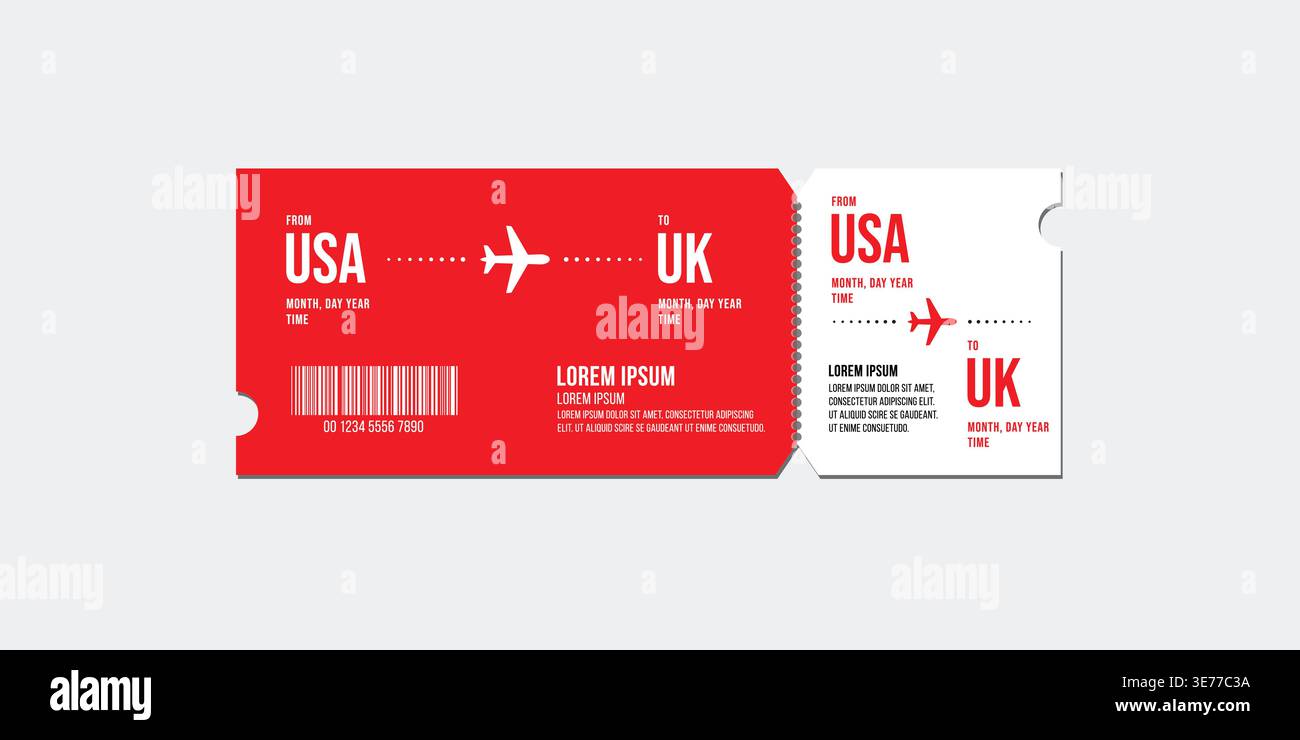 Airline ticket design vector template. Stock Vector