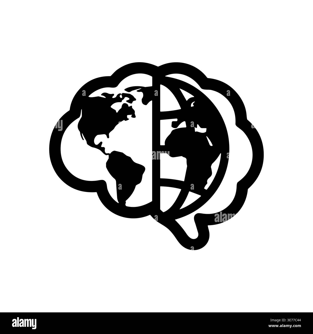 Map inside brain Black and White Stock Photos & Images - Alamy