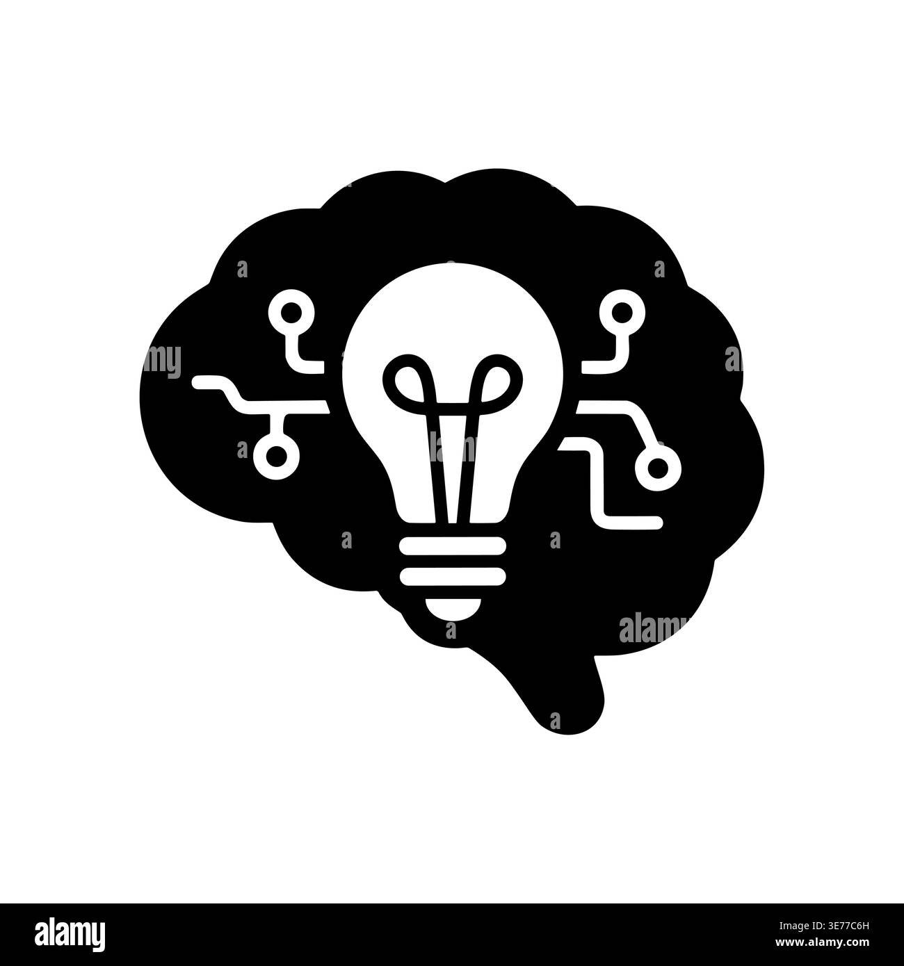 AI brain with lightbulb, artificial intelligence concept vector illustration Stock Vector