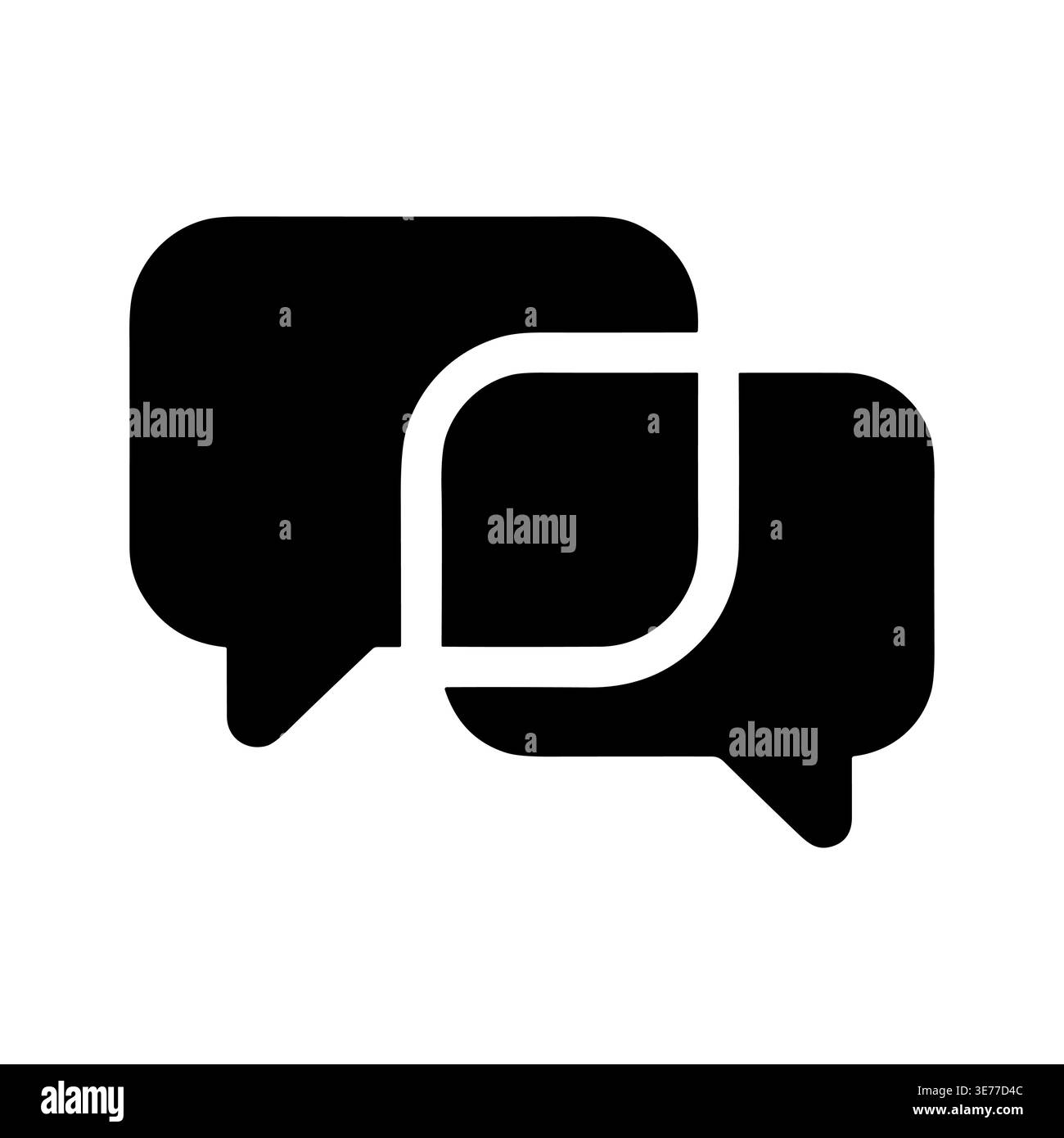 Two black speech bubbles icon representing communication and conversation Stock Vector