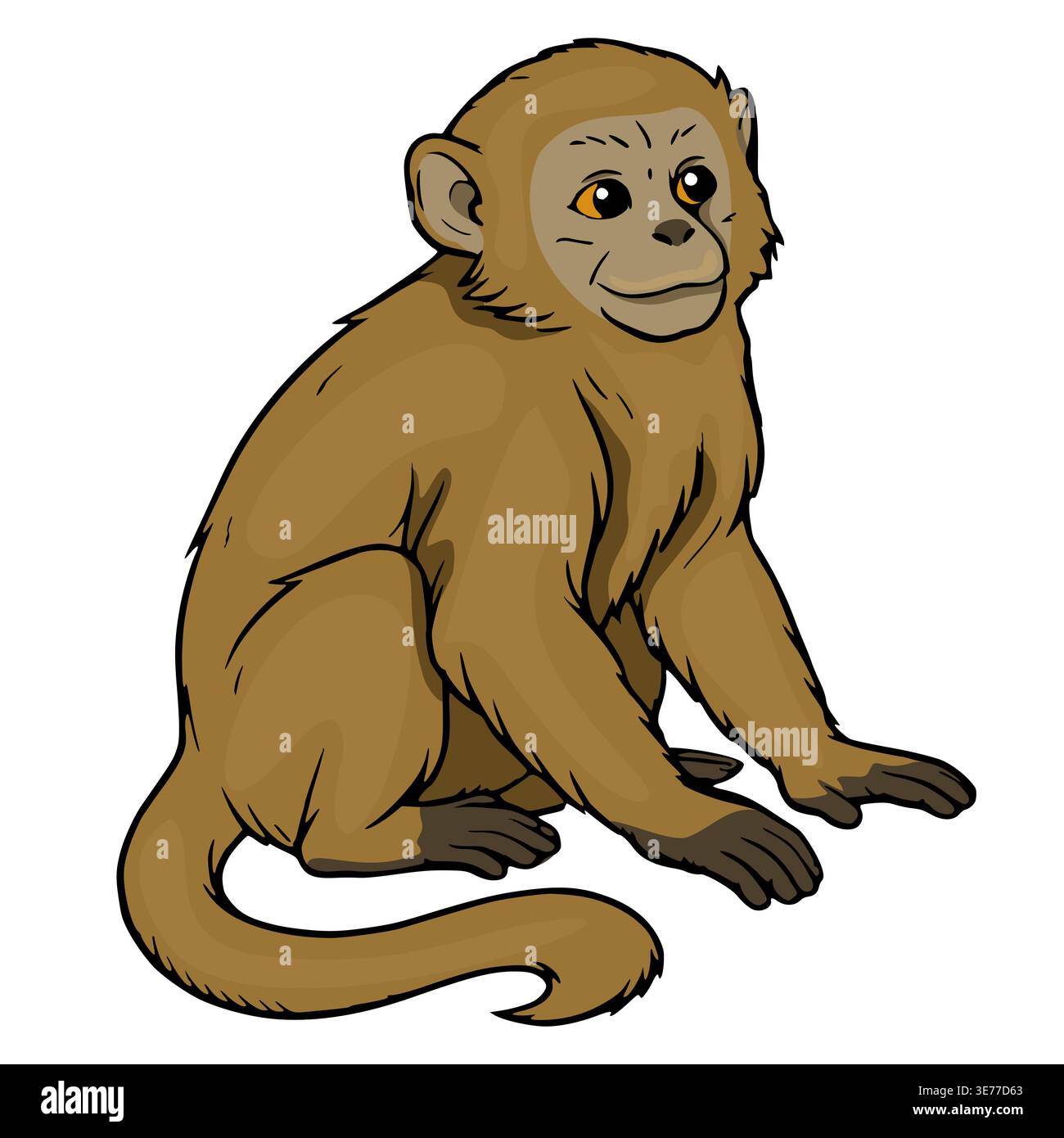 Cute cartoon monkey illustration, isolated vector animal Stock Vector