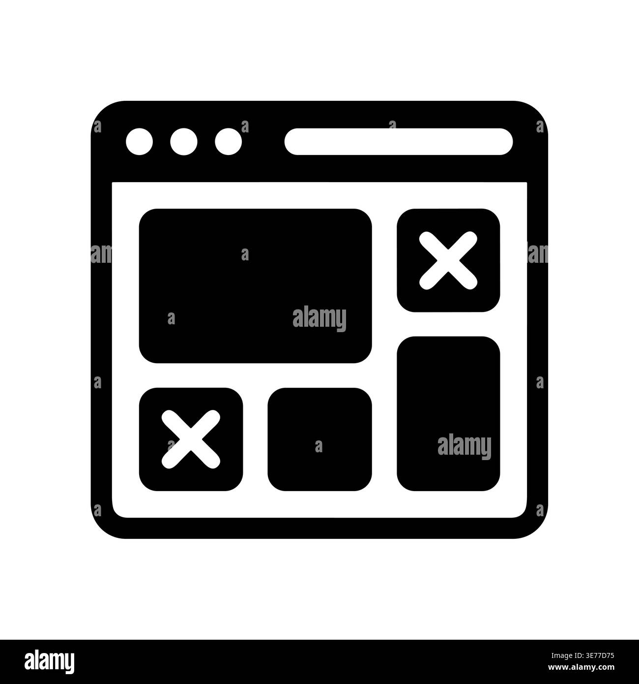 Browser window interface, simple black icon, UI design concept Stock Vector