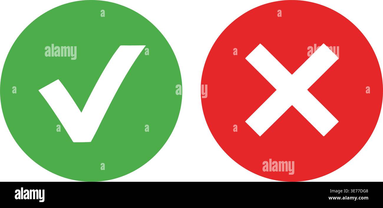 Comparing success and failure concepts with checkmarks and crosses Stock Vector